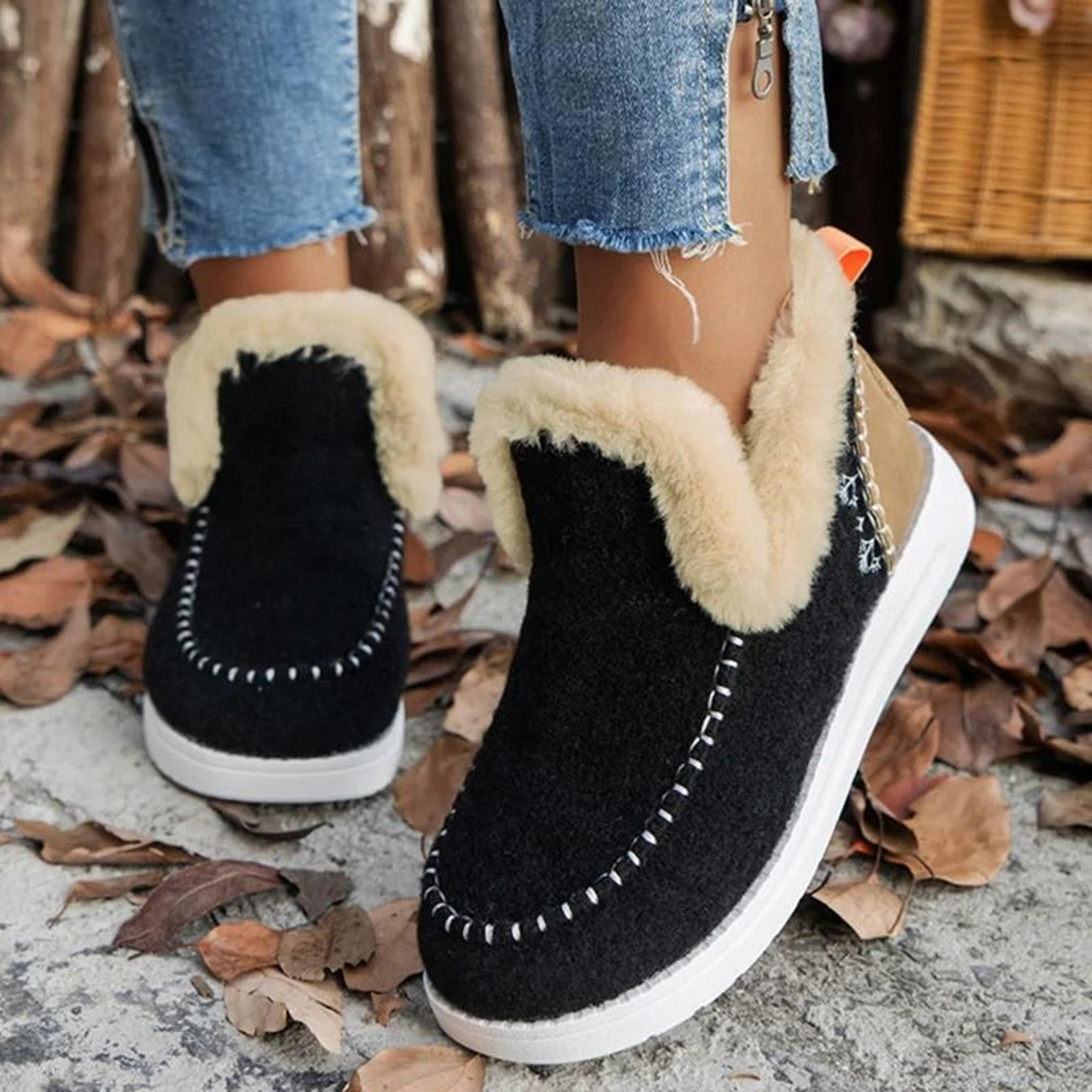womens slip on platform winter snow boots