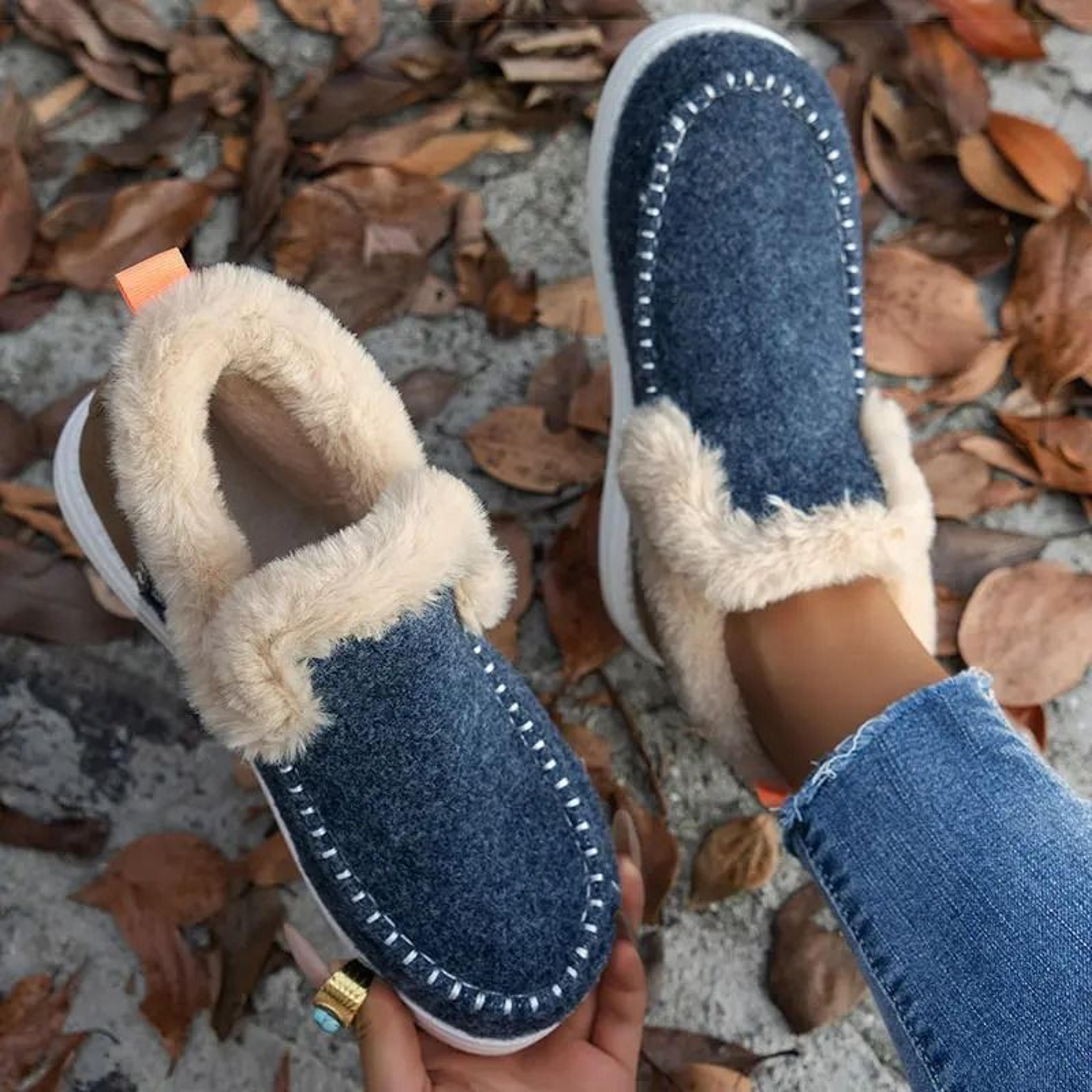 womens fur-lined winter ankle boots warm casual snow footwear
