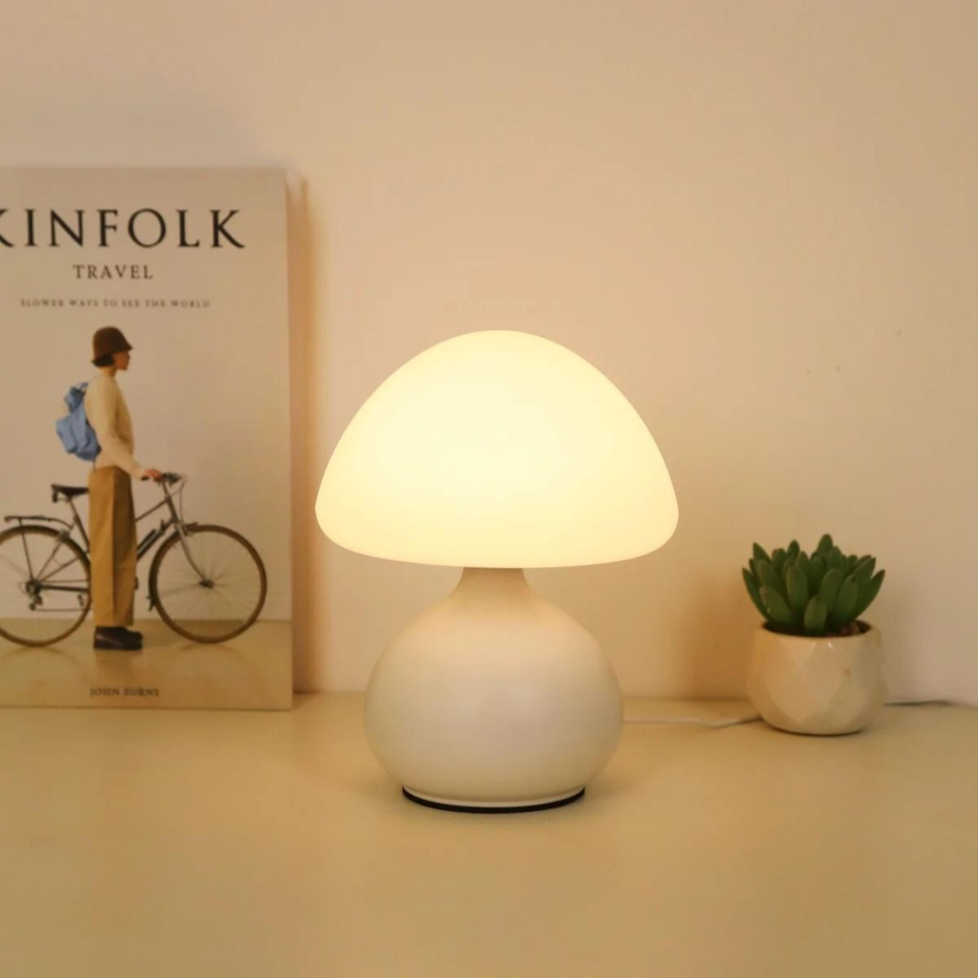 modern mushroom table lamp with three color modes and adjustable brightness