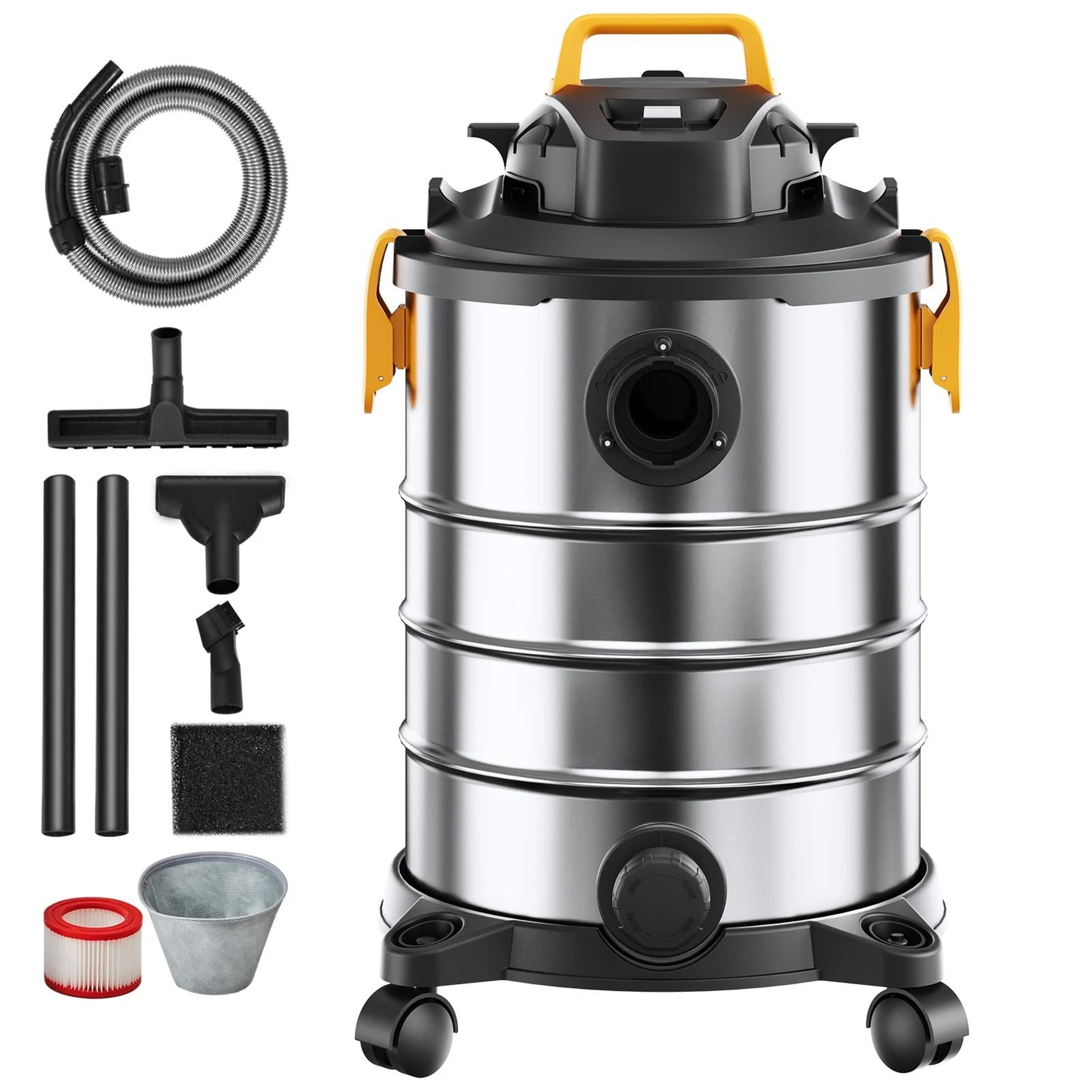 stainless steel wet dry vacuum cleaner with powerful suction for home and garage use