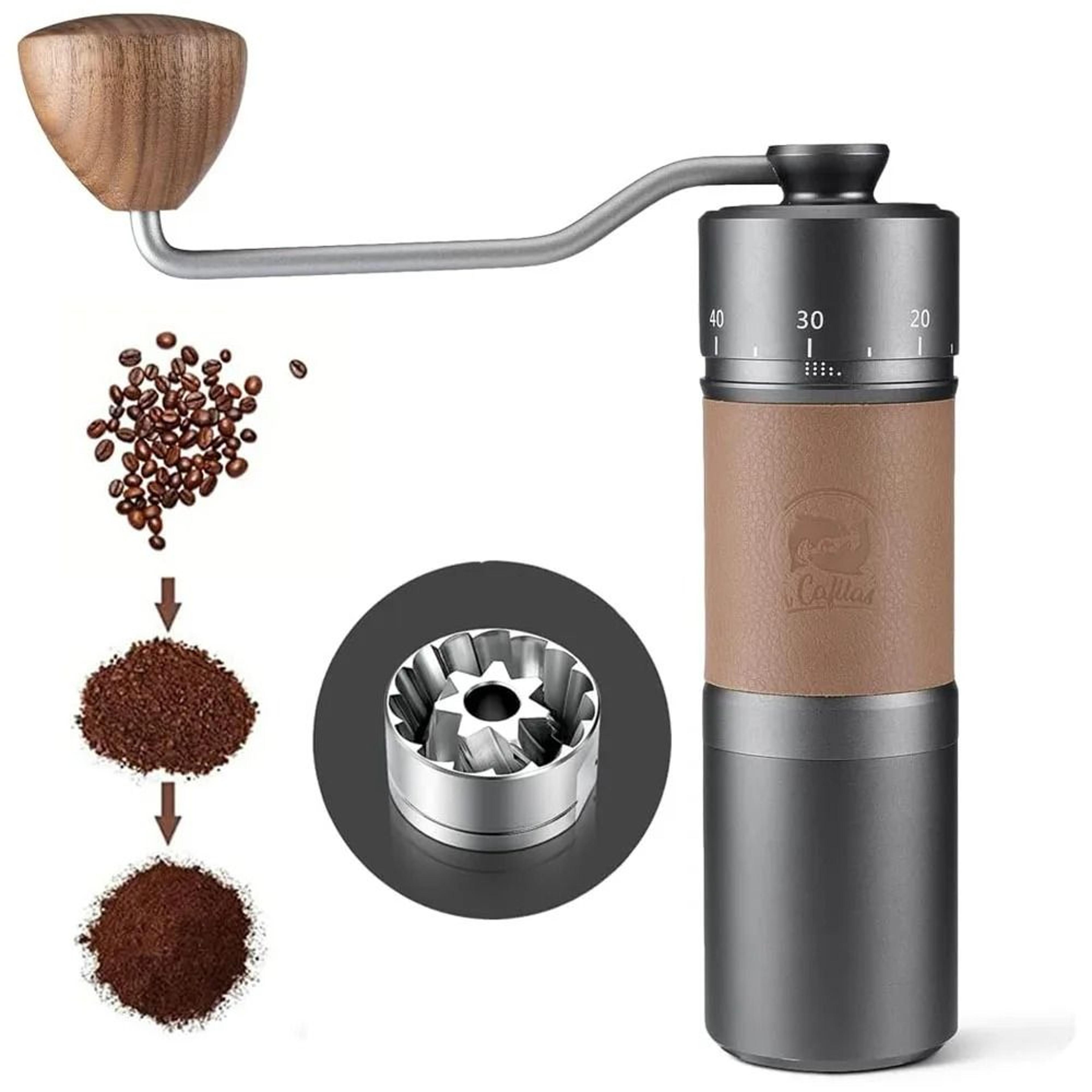 portable manual coffee grinder with adjustable stainless steel blades