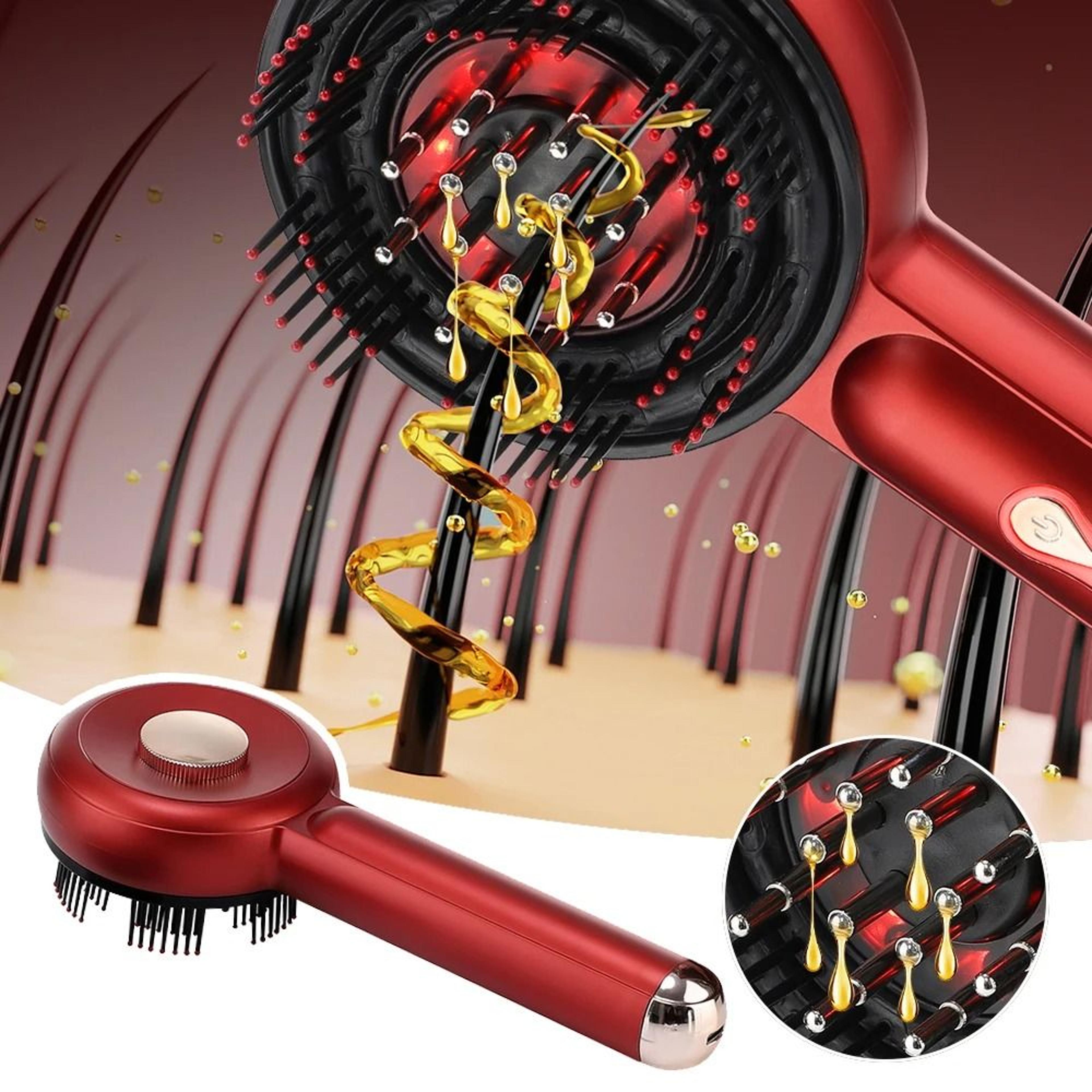 electric red light massage comb with microcurrent therapy for hair and scalp care