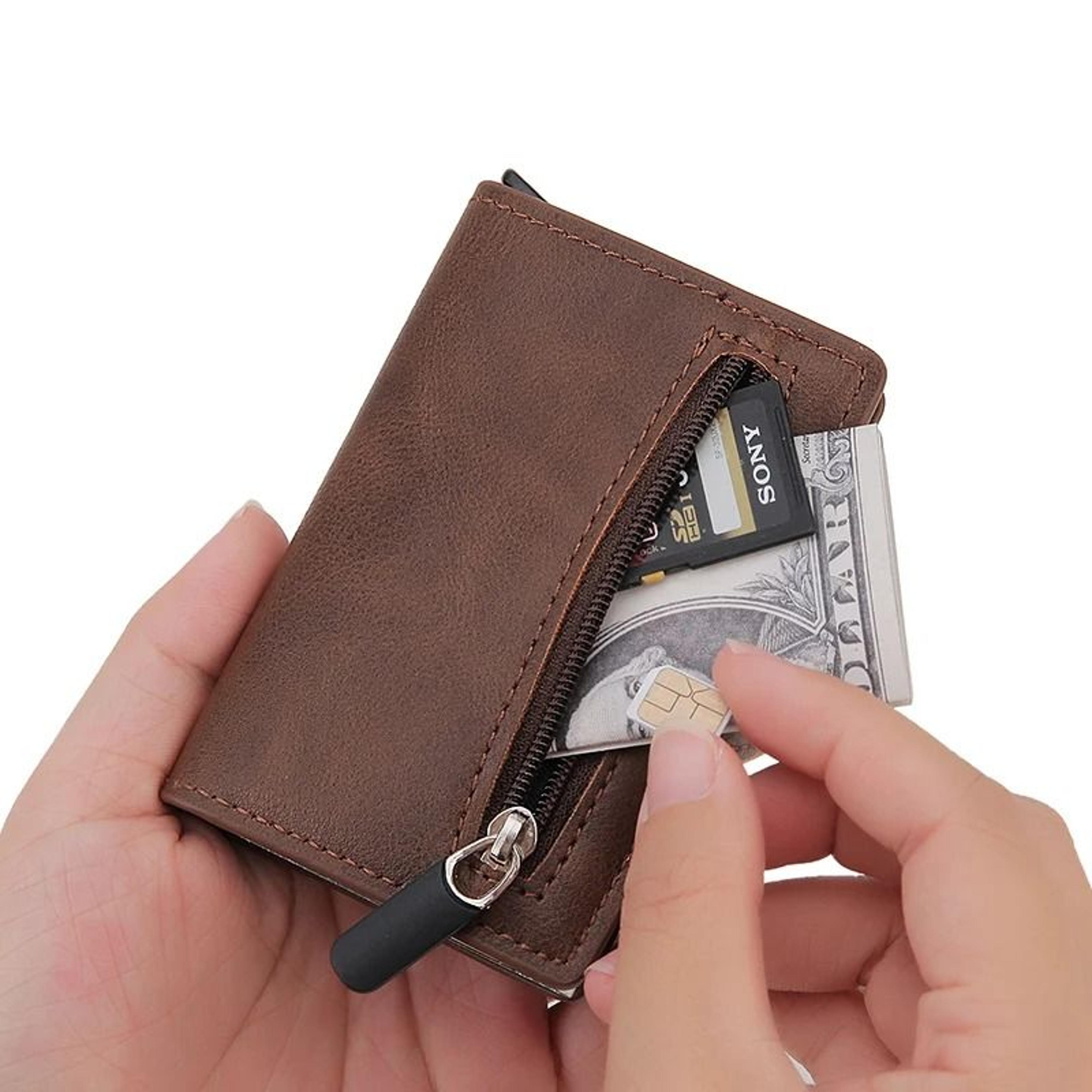 mens wallet with air tag slot and rfid blocking card holder