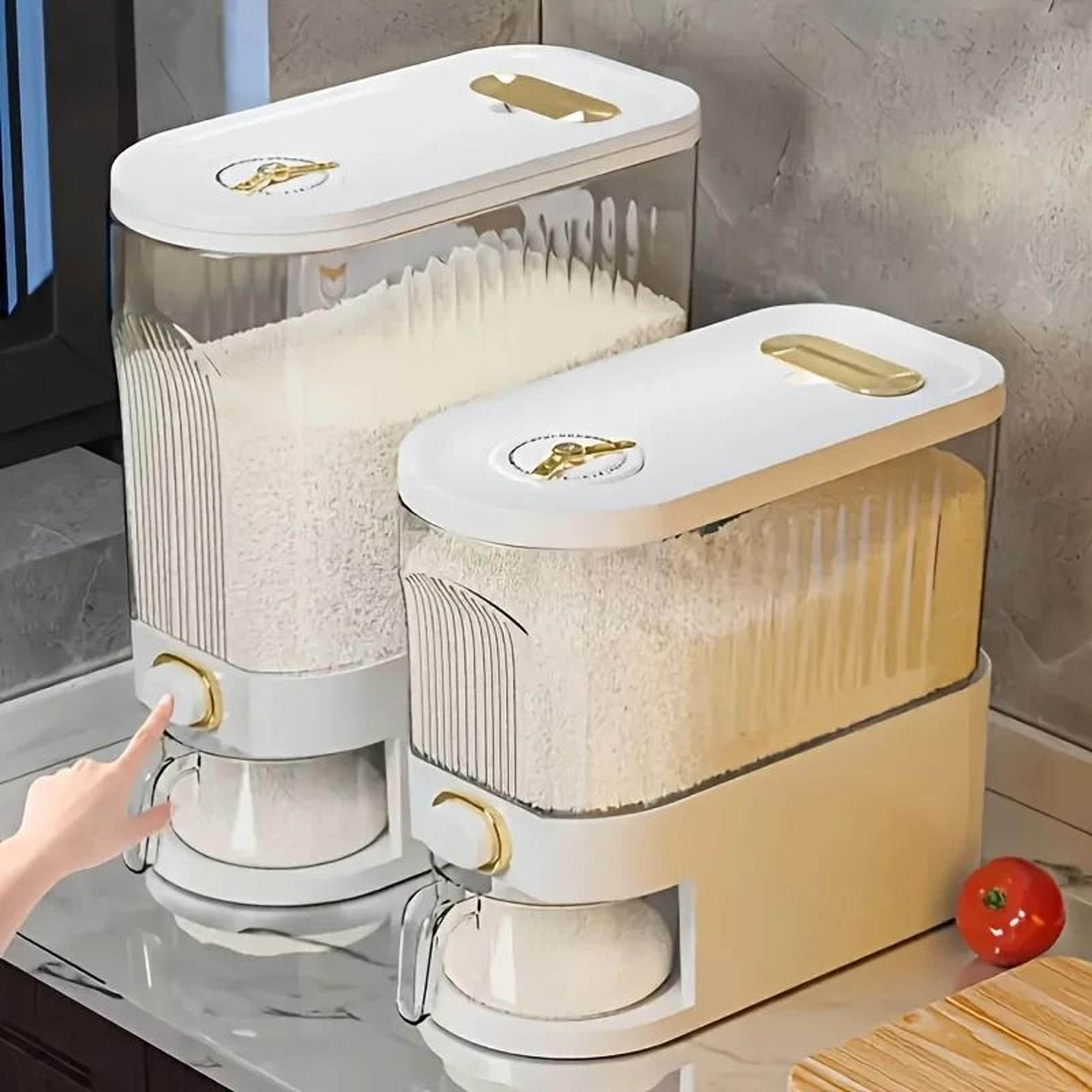 rice dispenser with measuring cup & time markings