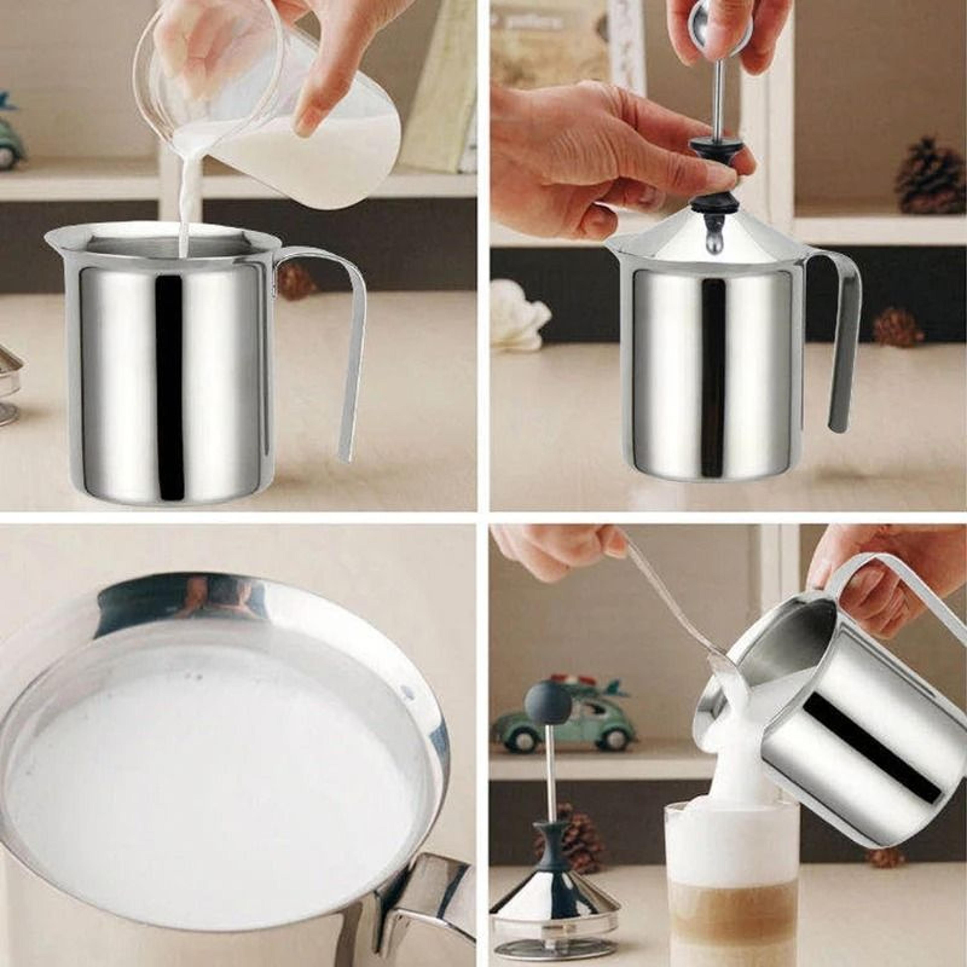 stainless steel 400 ml double mesh milk frother & creamer tool