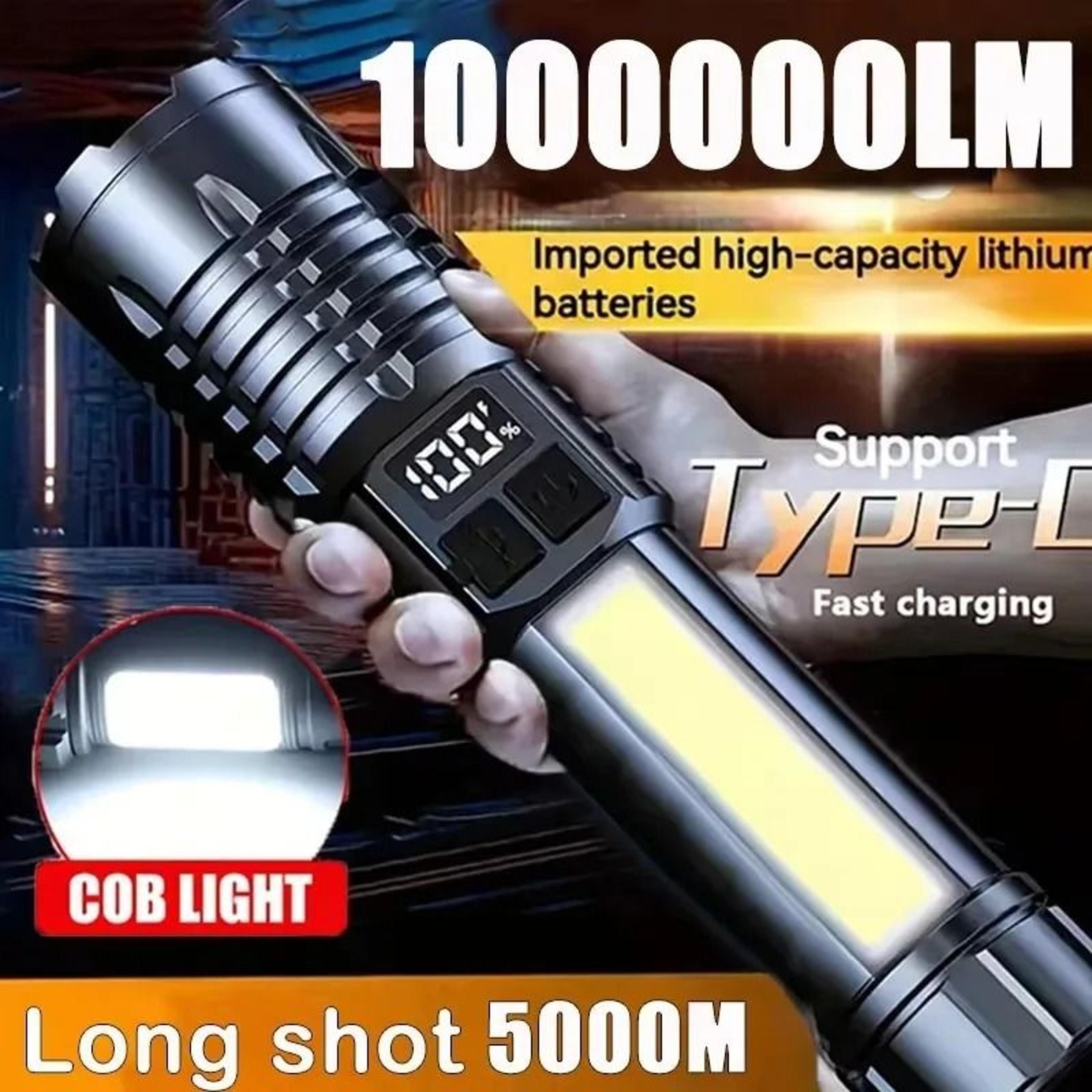 usb-c rechargeable cob flashlight with side light