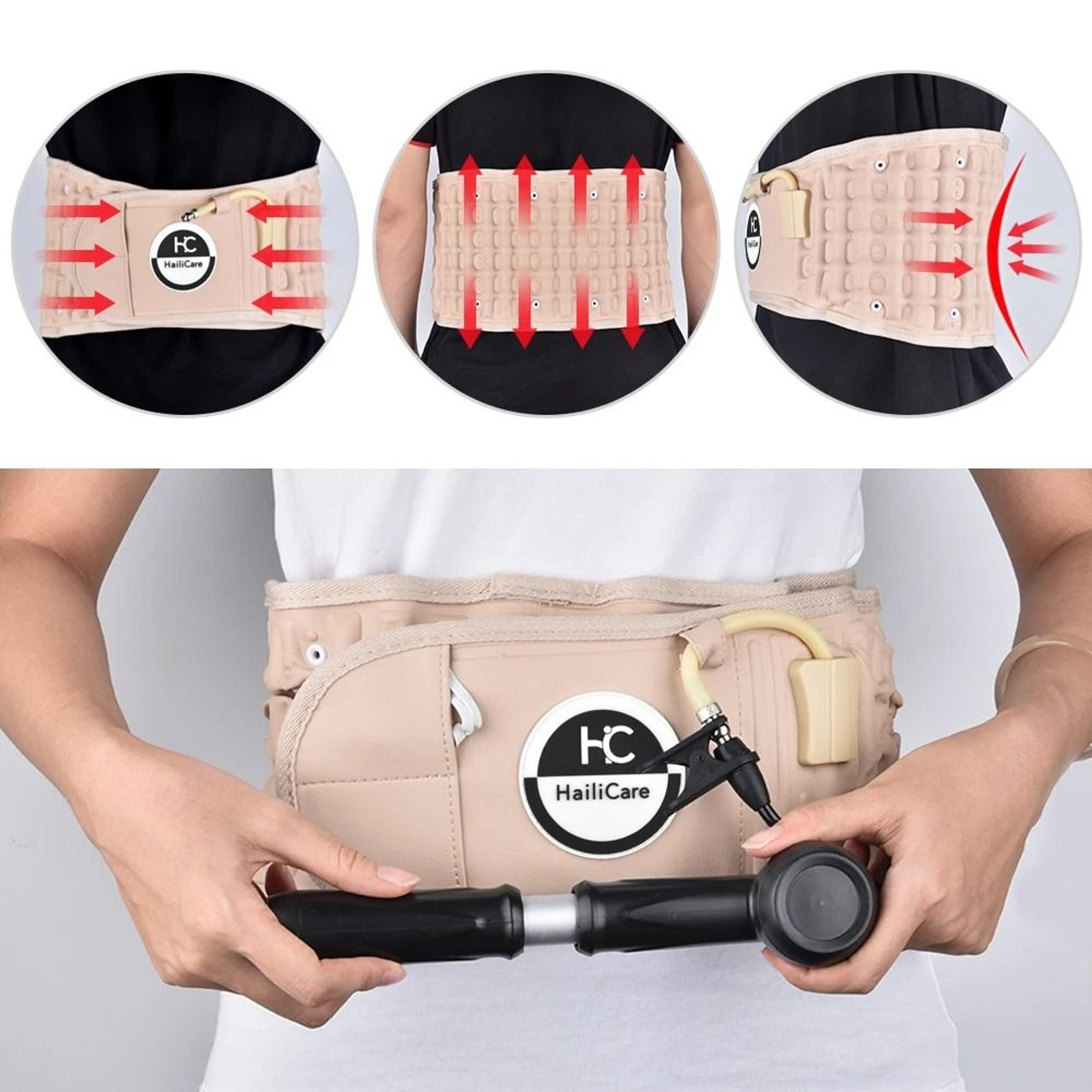inflatable lumbar decompression belt for back pain relief and posture support