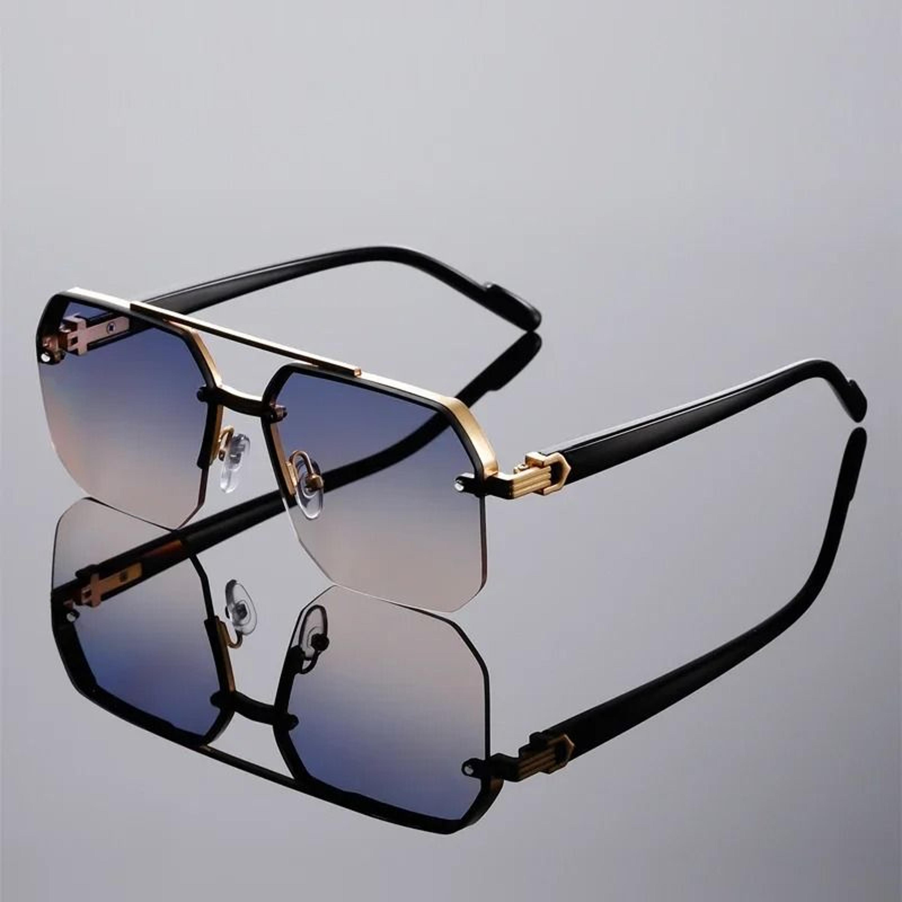 oversized semi rimless sunglasses with gradient lenses