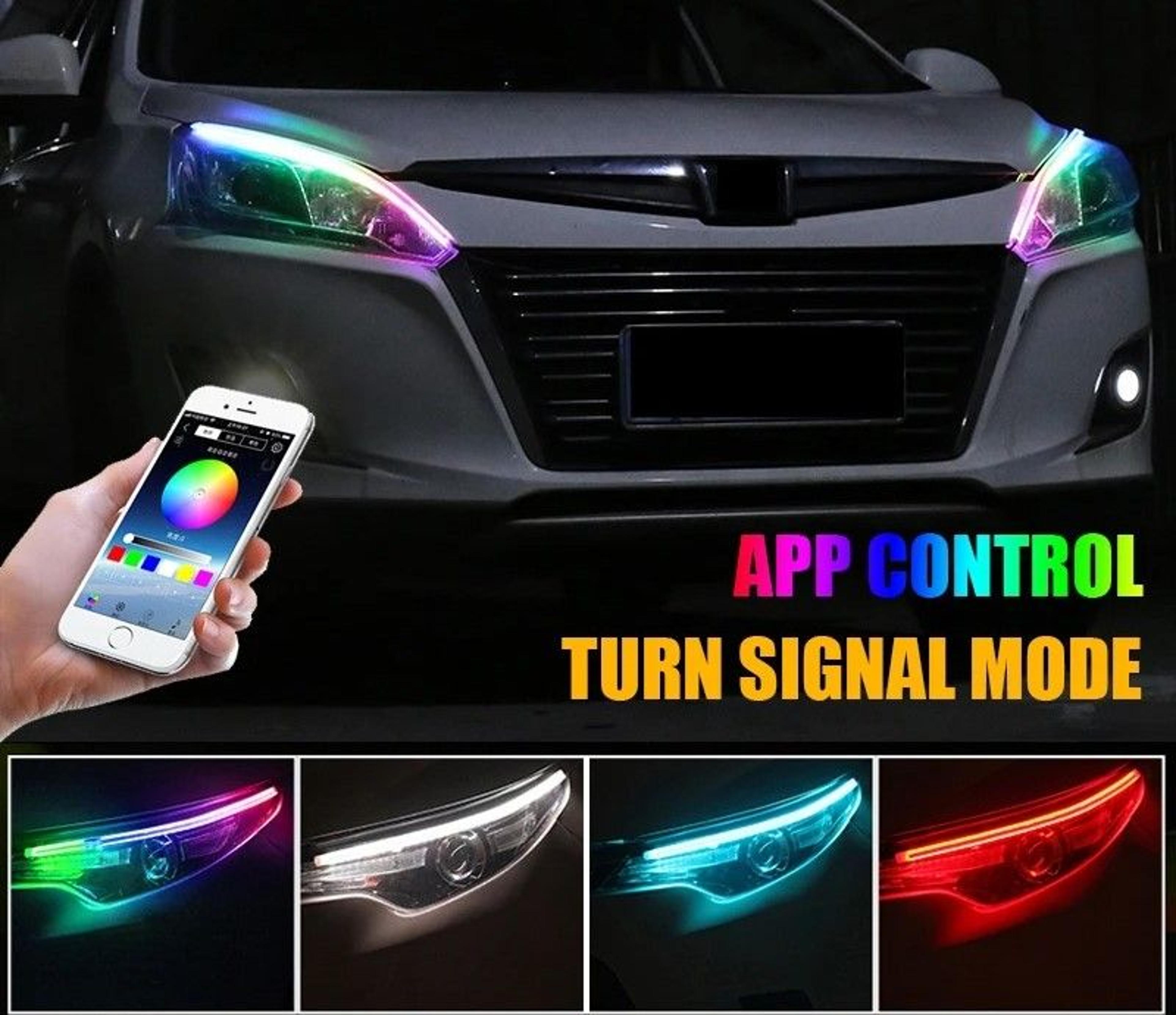rgb flowing led daytime running light strips with turn signal function