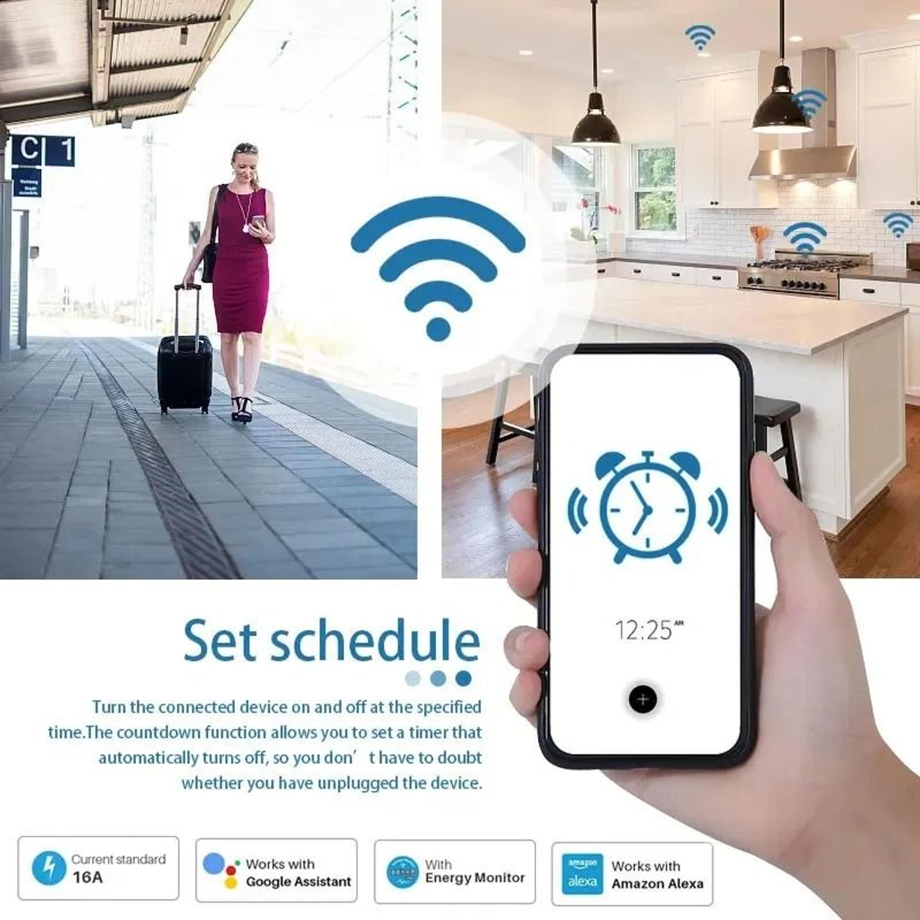 smart wifi socket with power monitoring eu 16a 20a