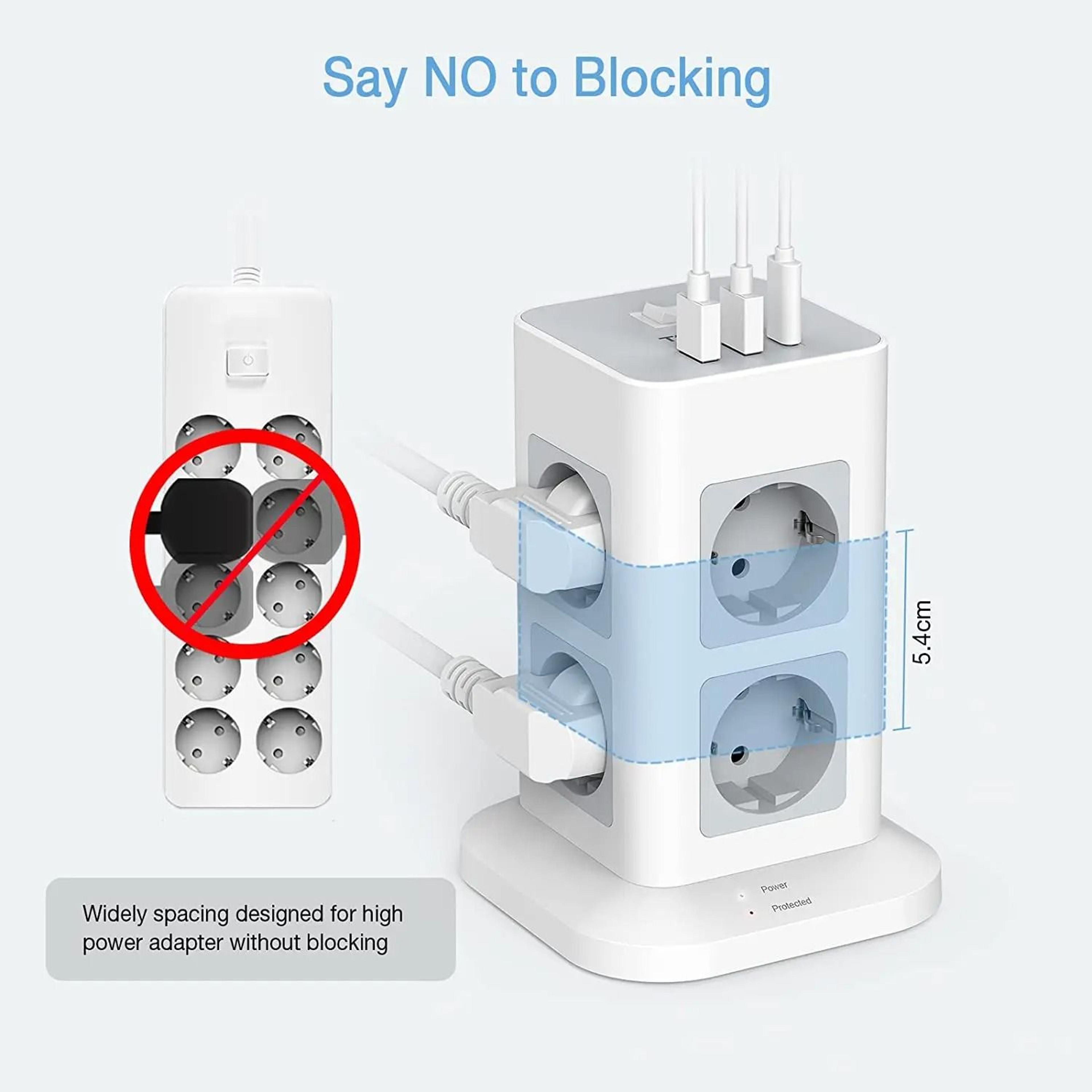 tower power strip with usb and type c ports 2m cord