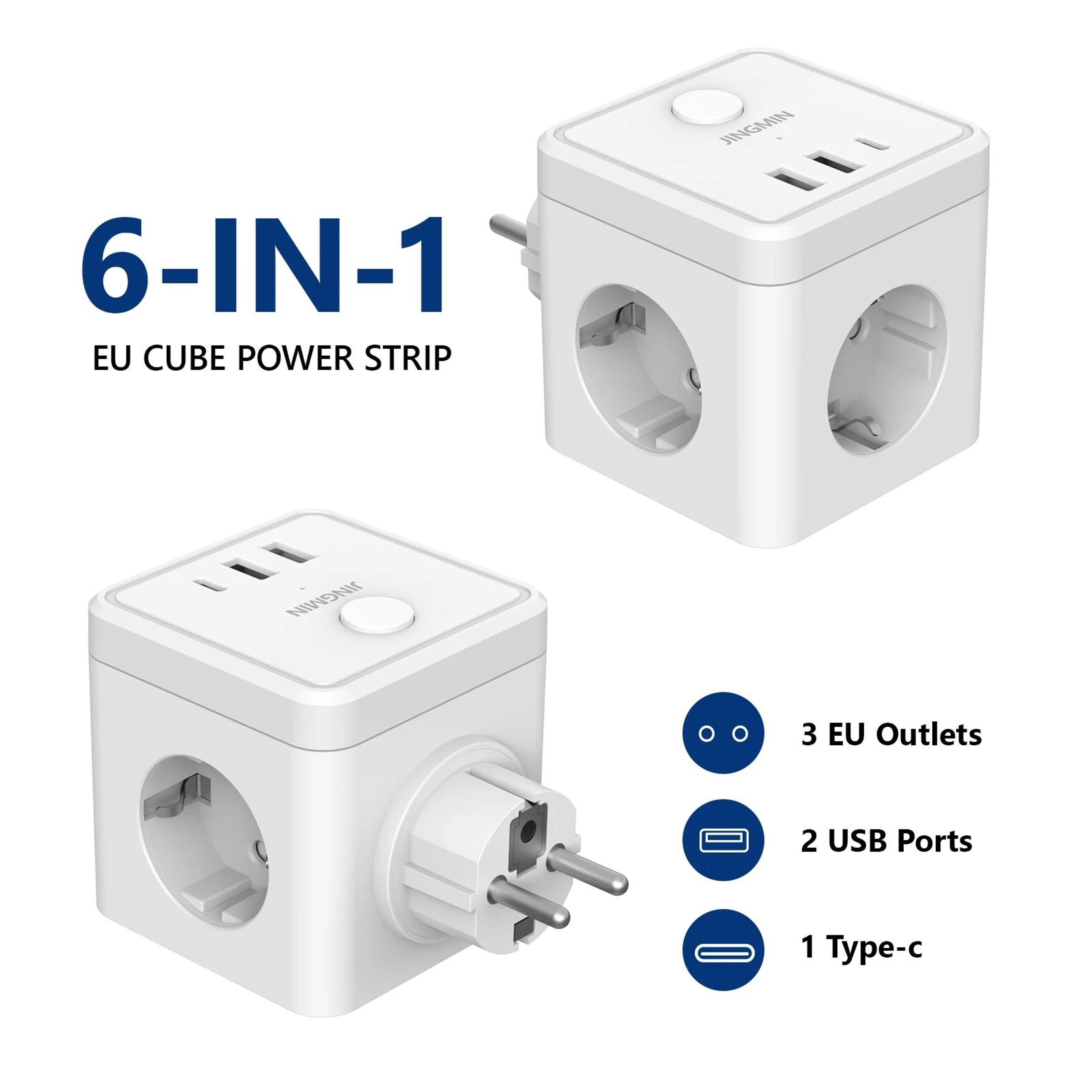 wall socket cube extender with usb and type c charging