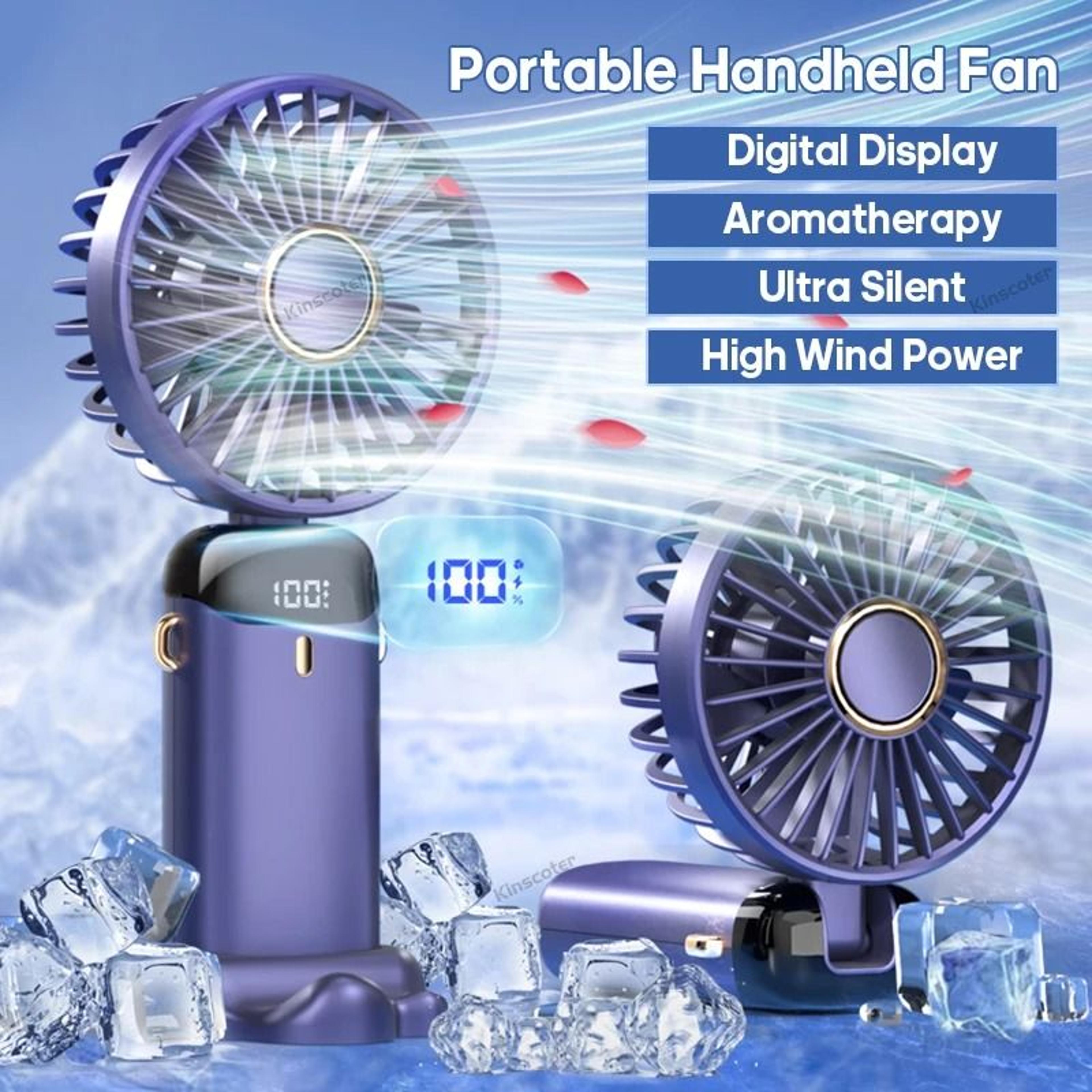 usb foldable mini fan with neck strap and multiple speed settings