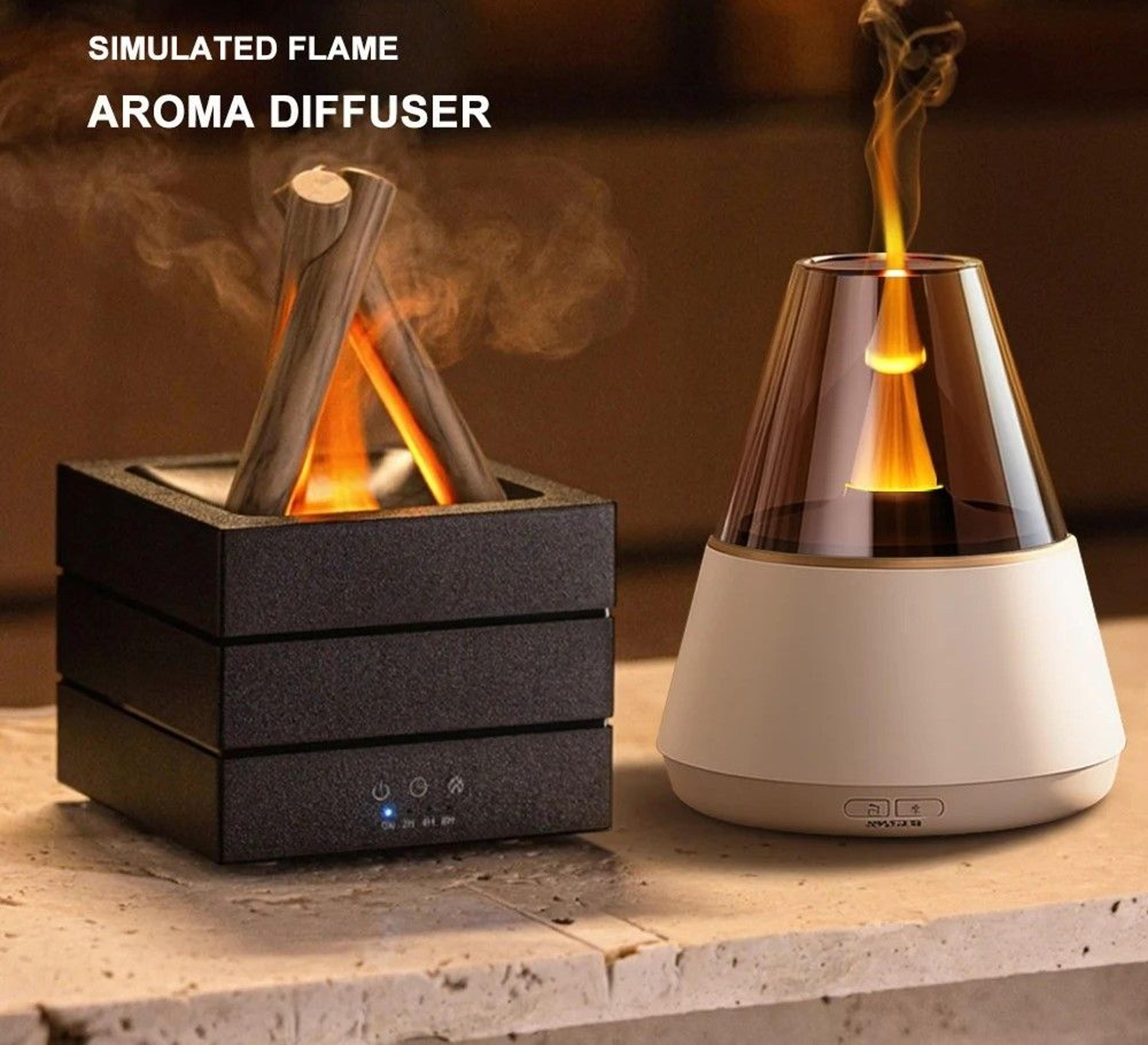 simulated flame aroma diffuser with led light and cool mist