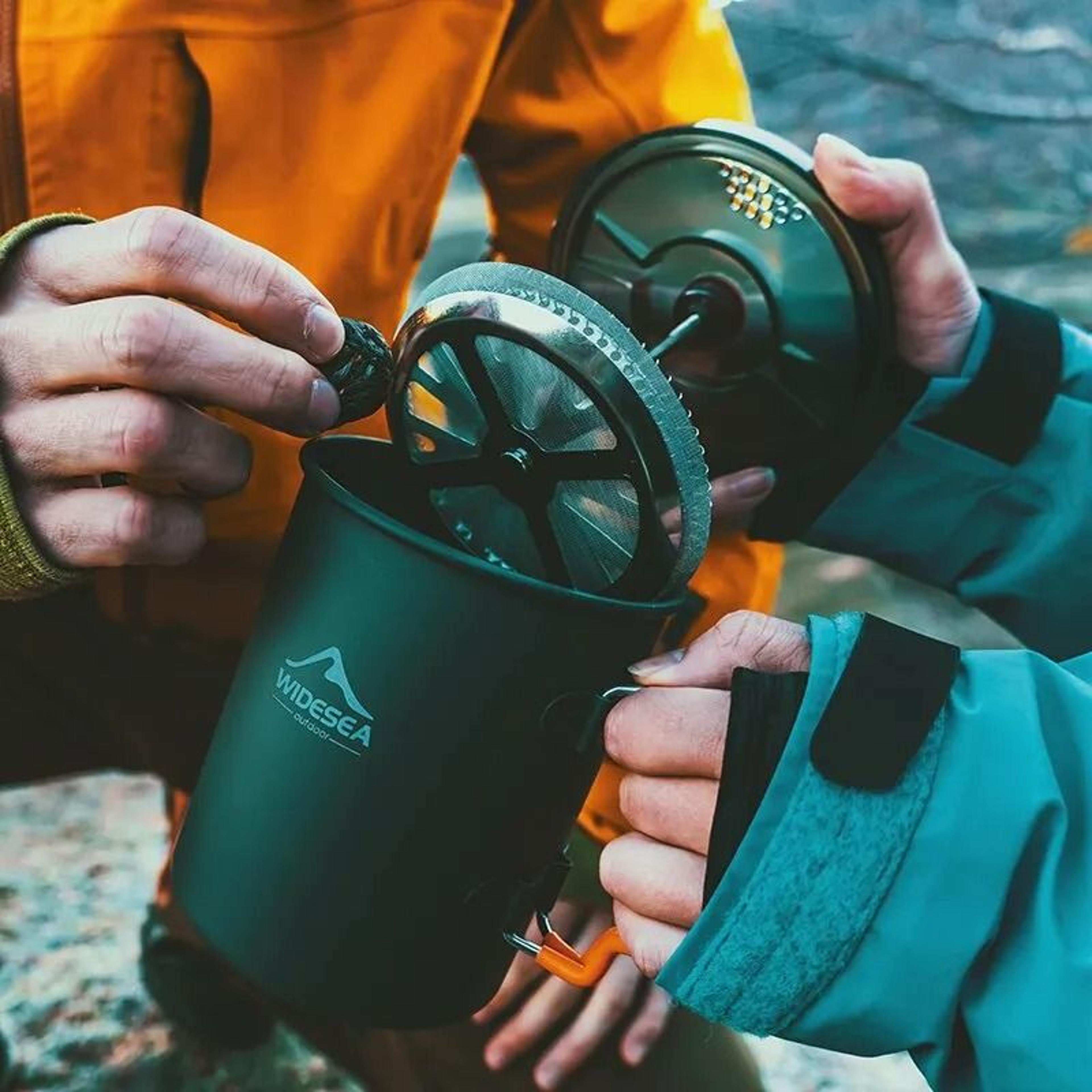 camping coffee pot with french press for outdoor use