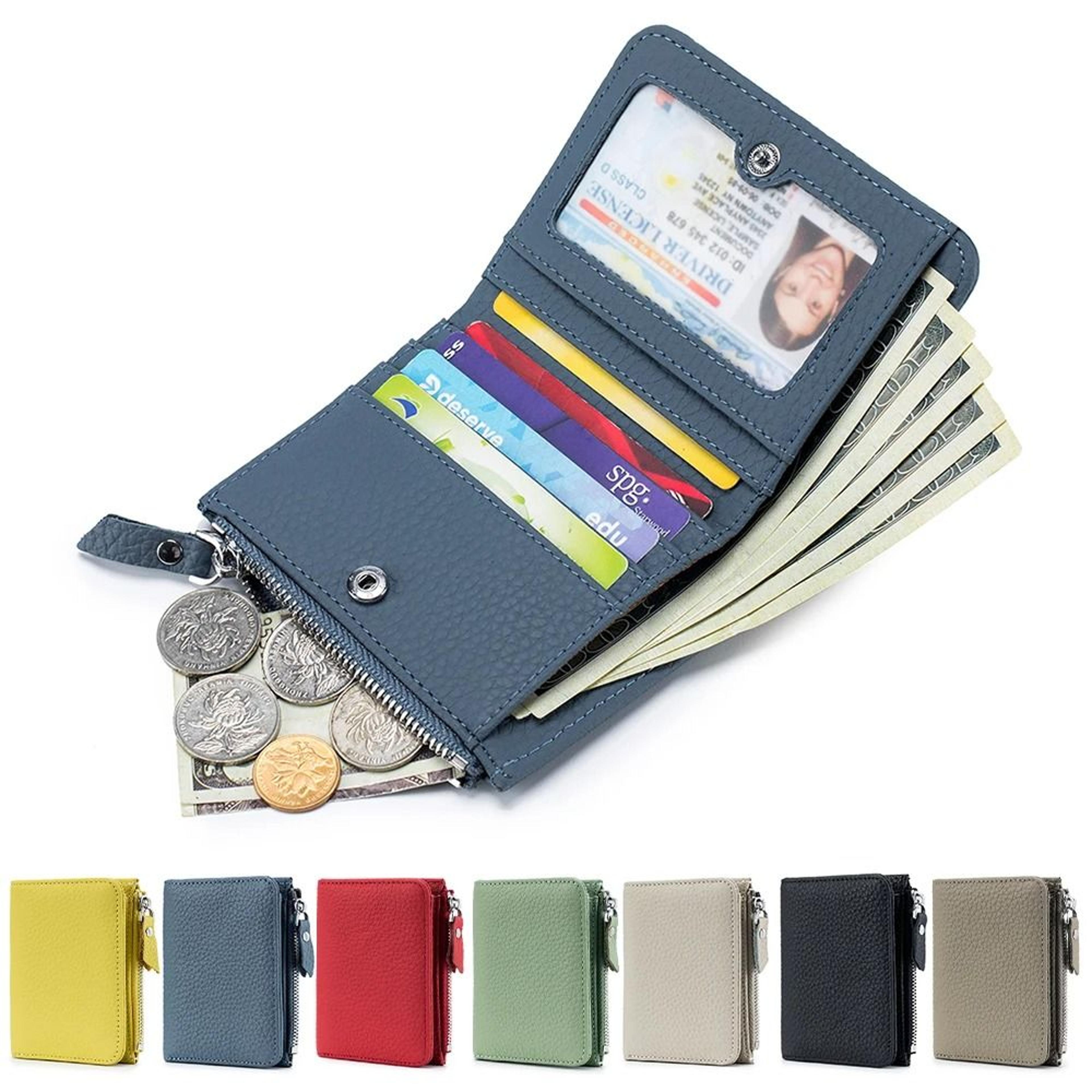 genuine leather zip wallet with rfid protection