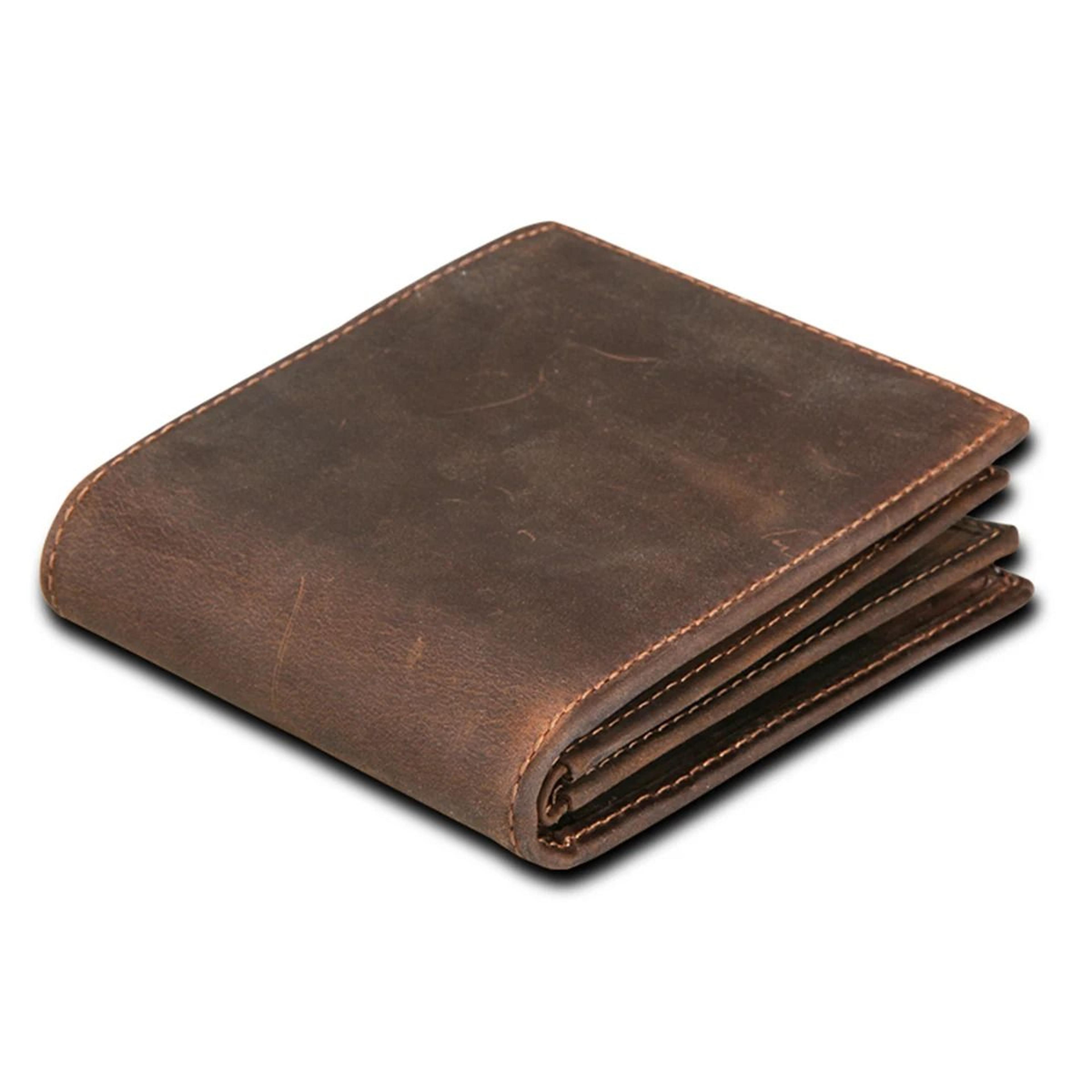 vintage oil wax leather wallet with rfid blocking