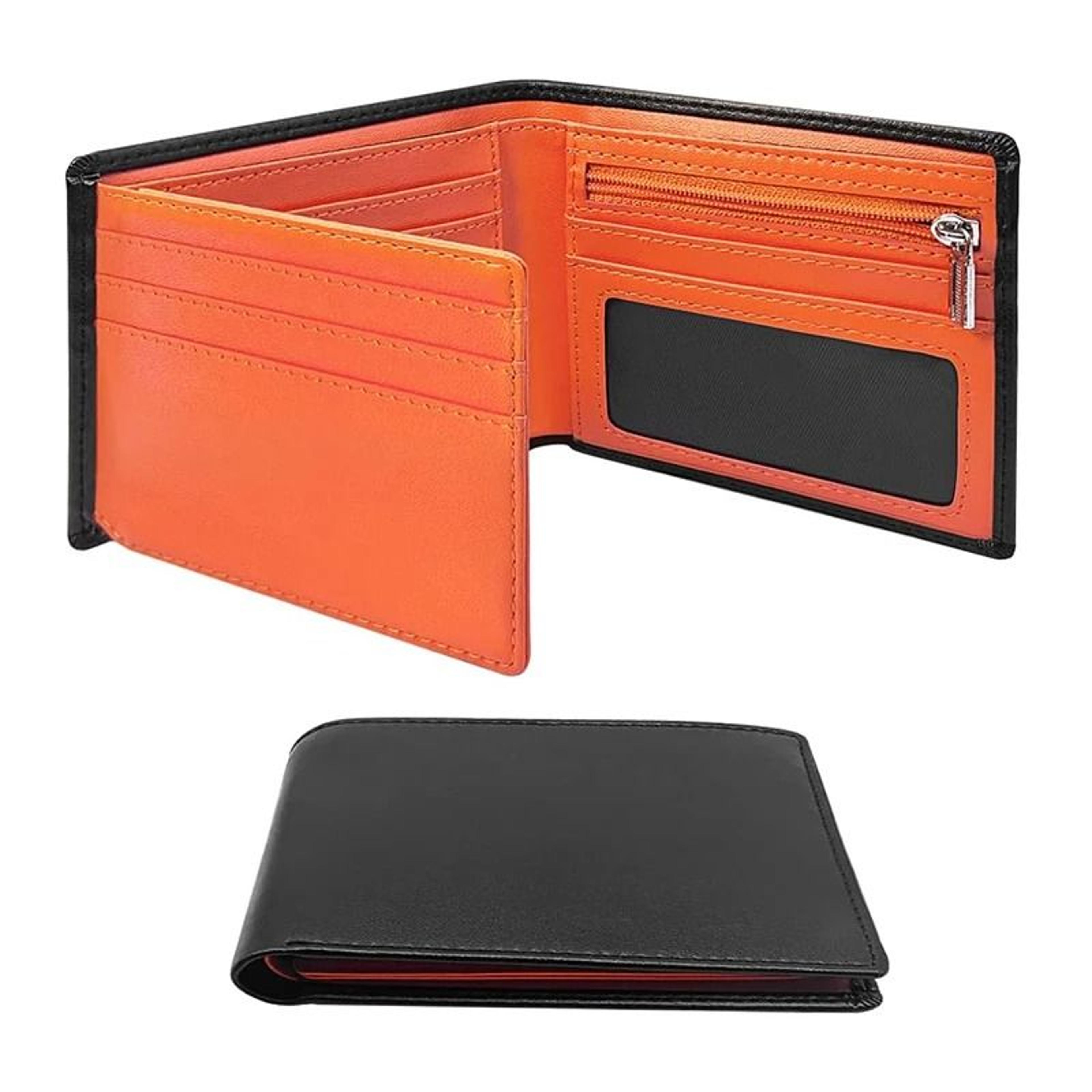 minimalist men wallet with zipper coin pocket and rfid protection