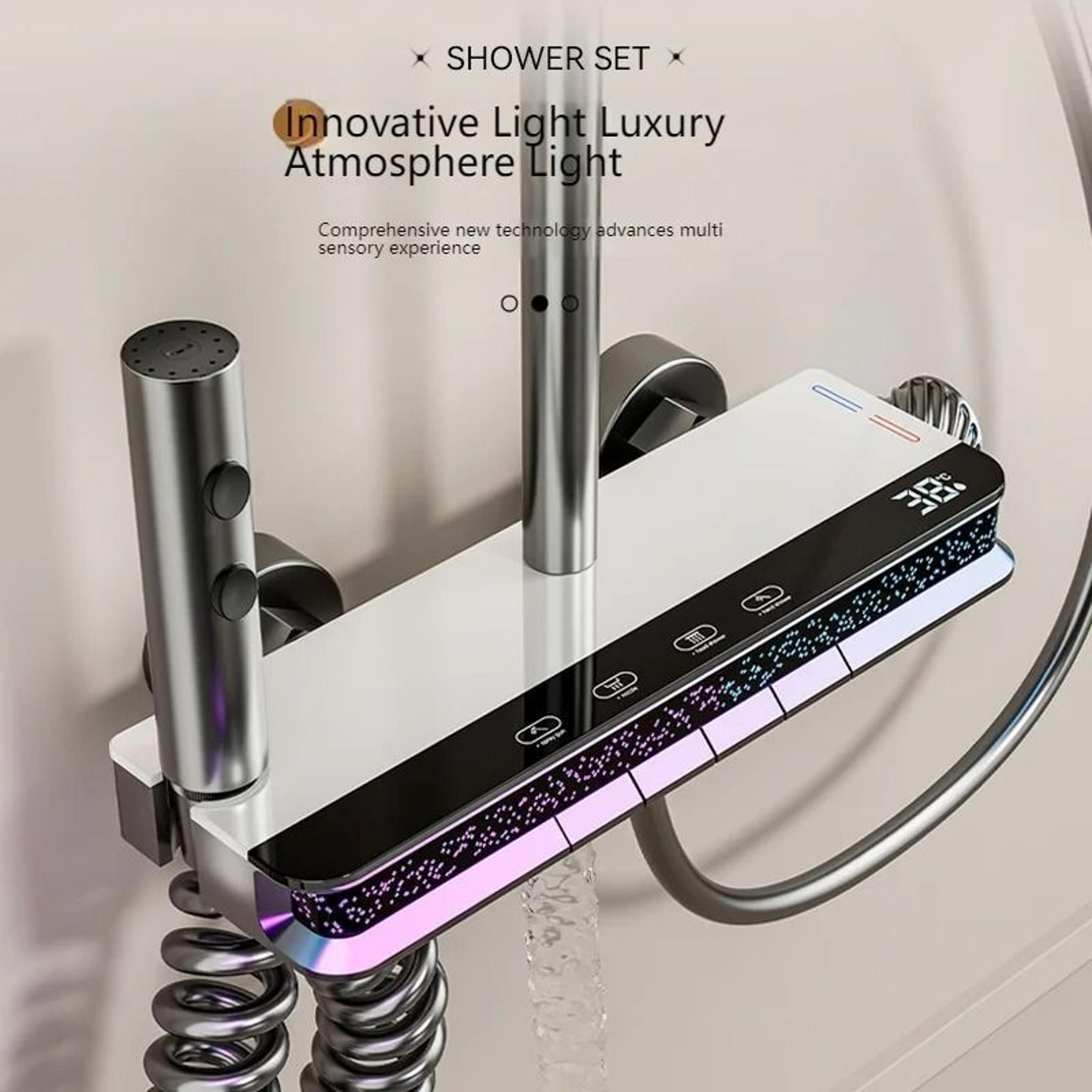 digital display shower system with ambient starry sky light
