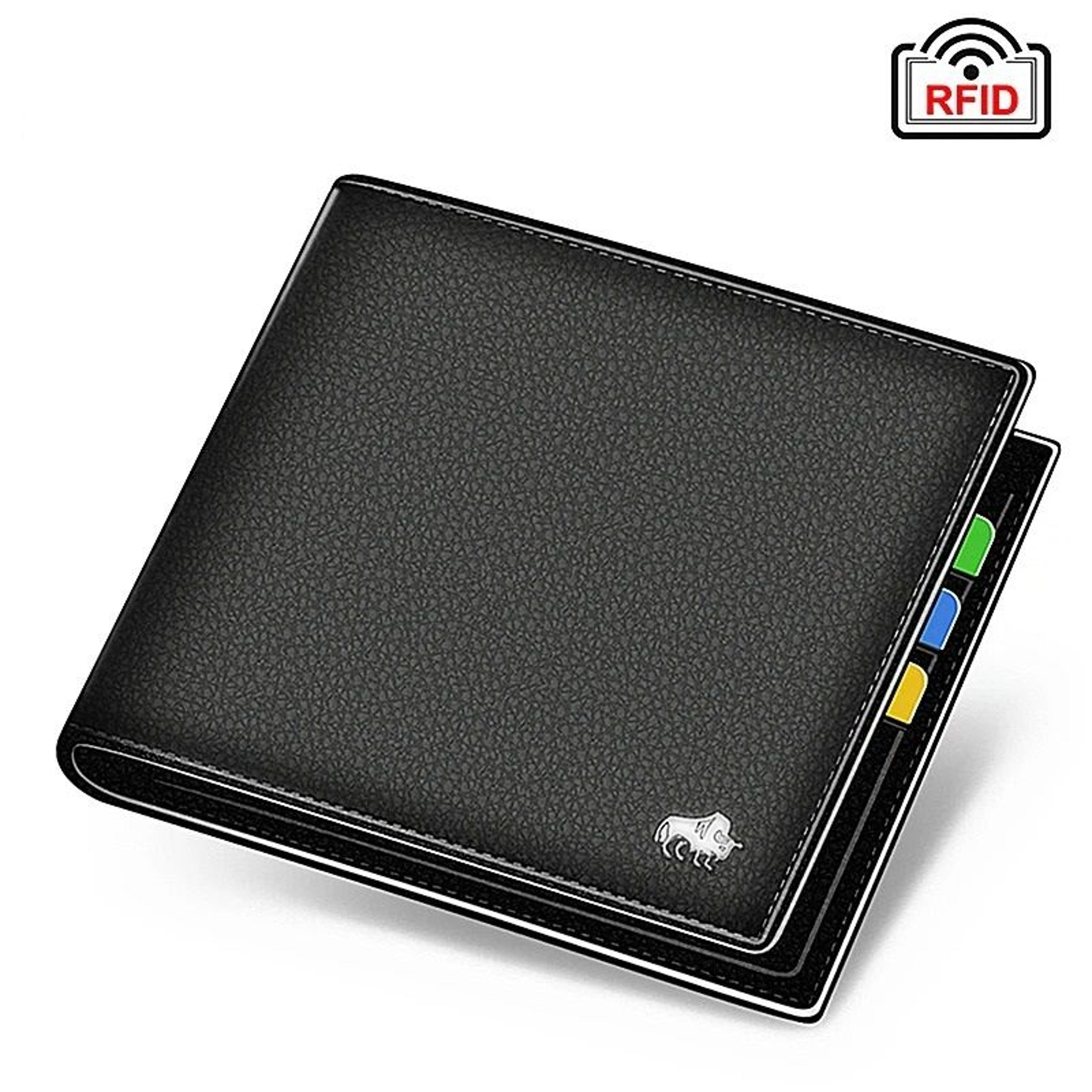 genuine leather rfid wallet for men with coin pocket and card holder