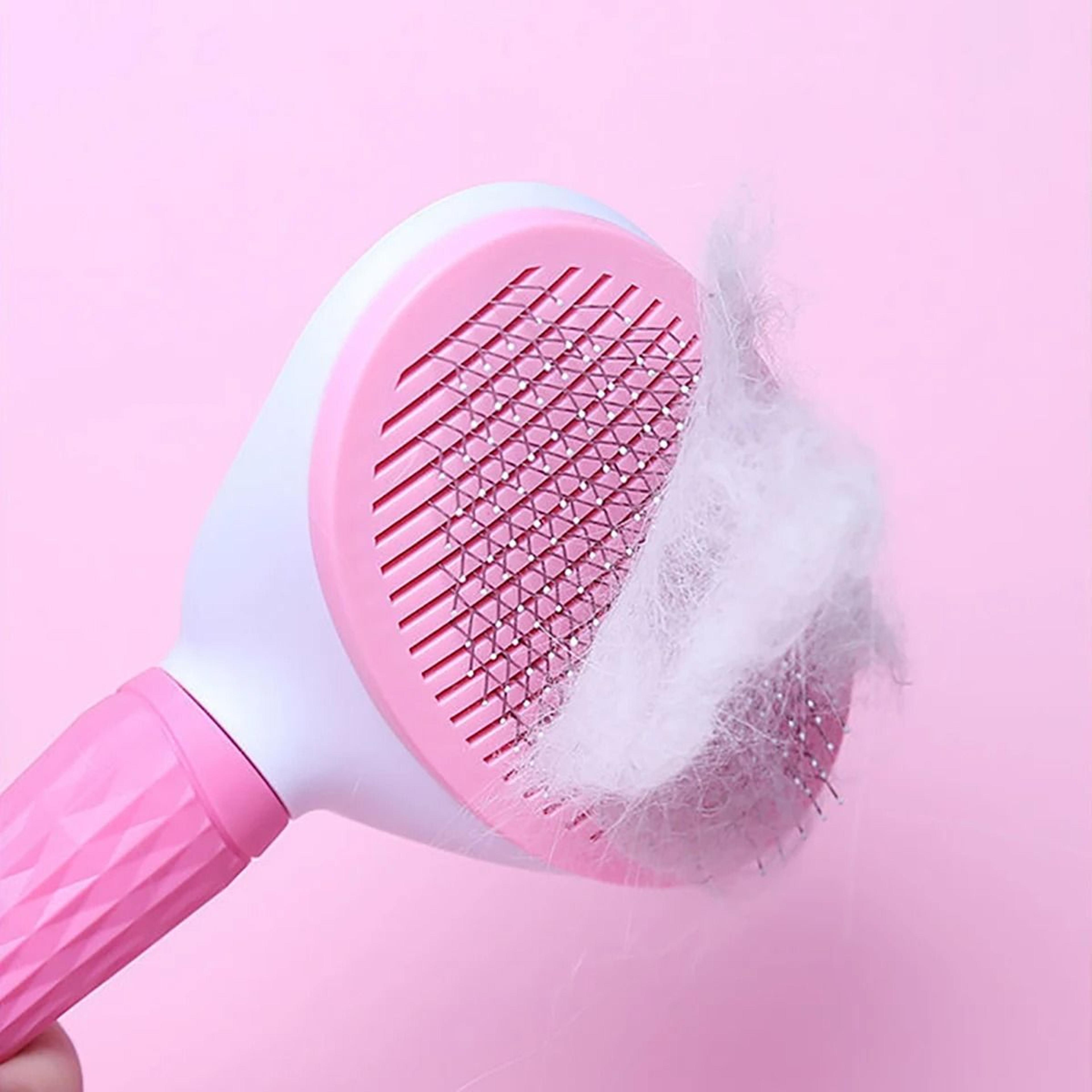 pet hair remover brush for dogs and cats with non slip handle and stainless steel comb