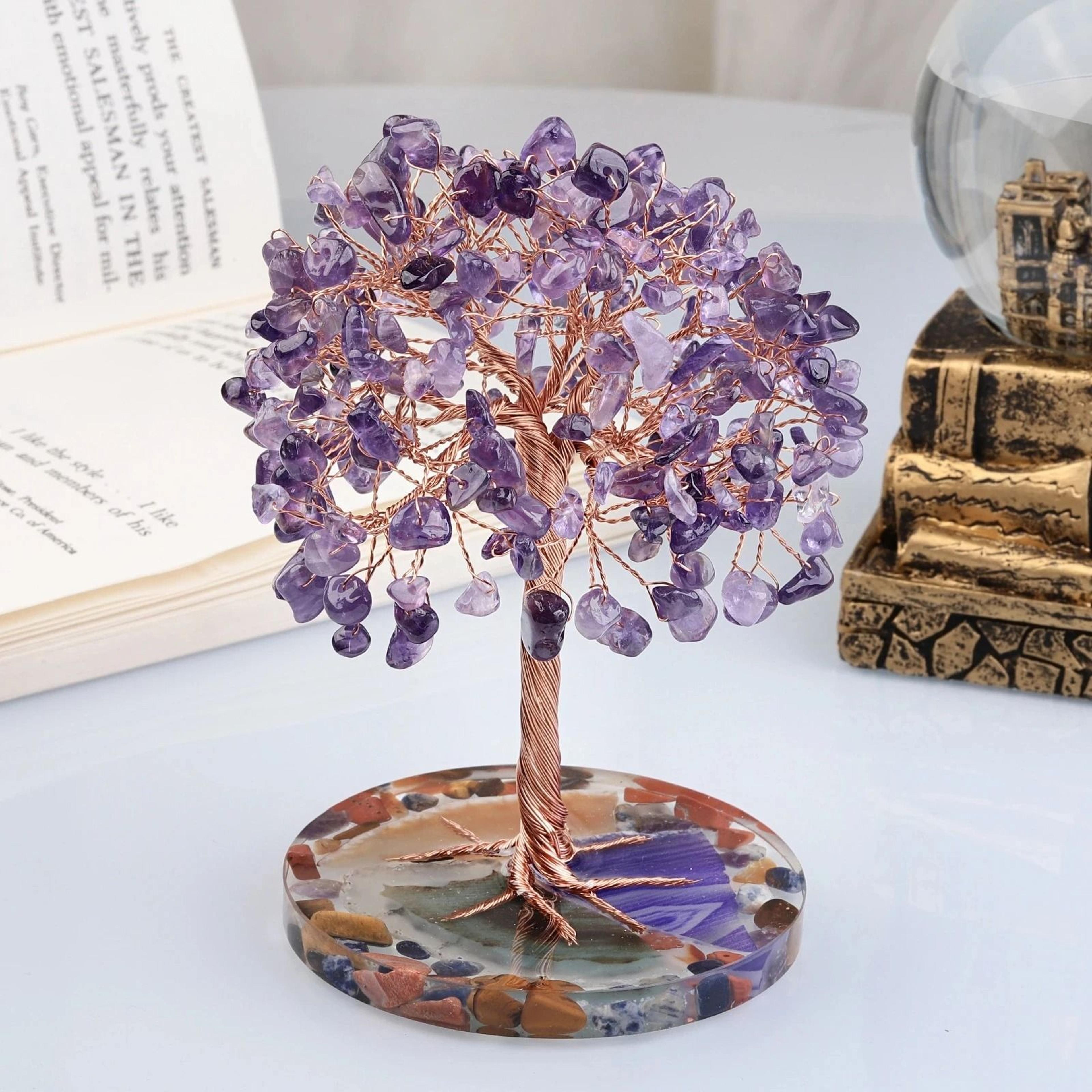 crystal money tree with agate base for home and office decoration