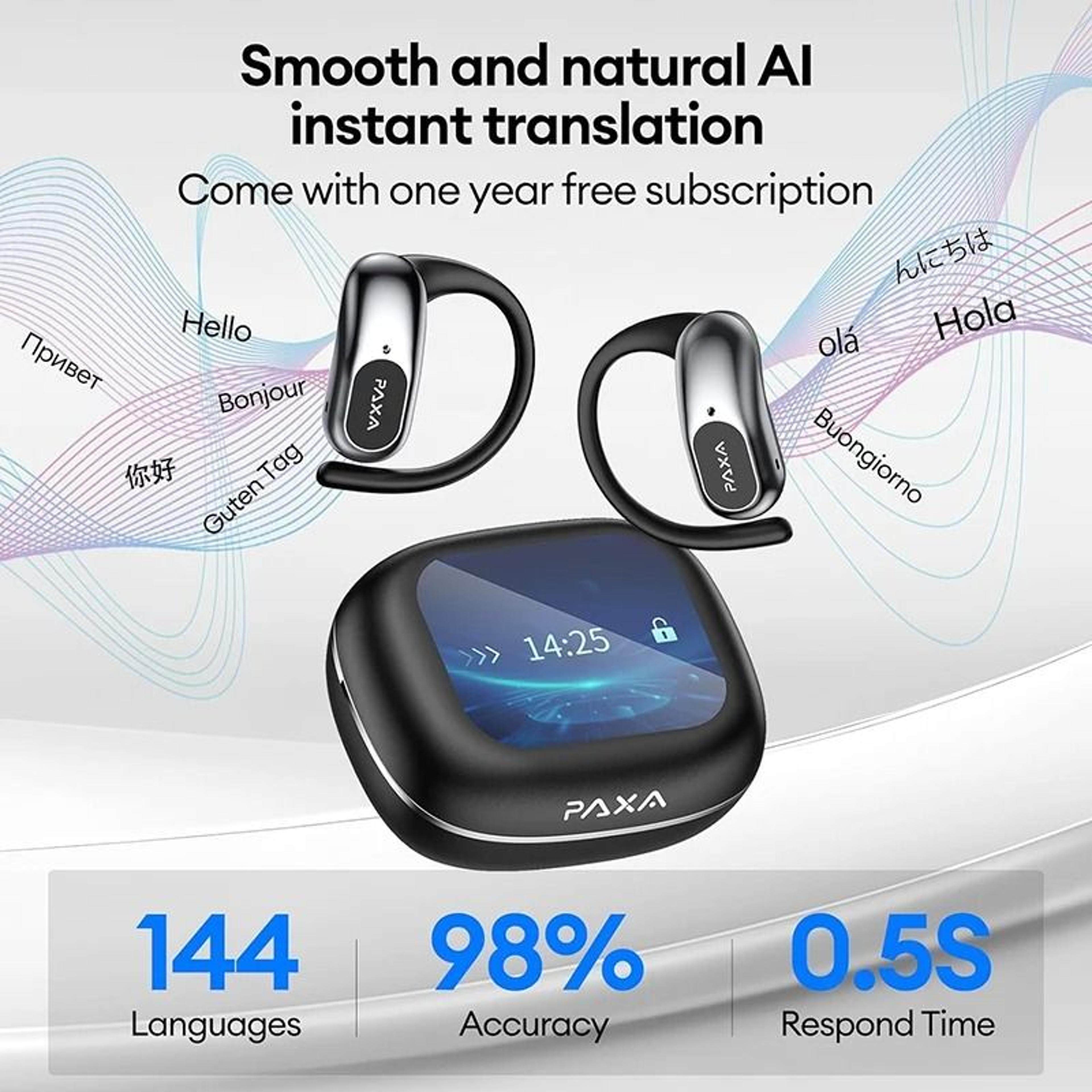 real time ai translator earbuds with 145 language support and bluetooth 5.4