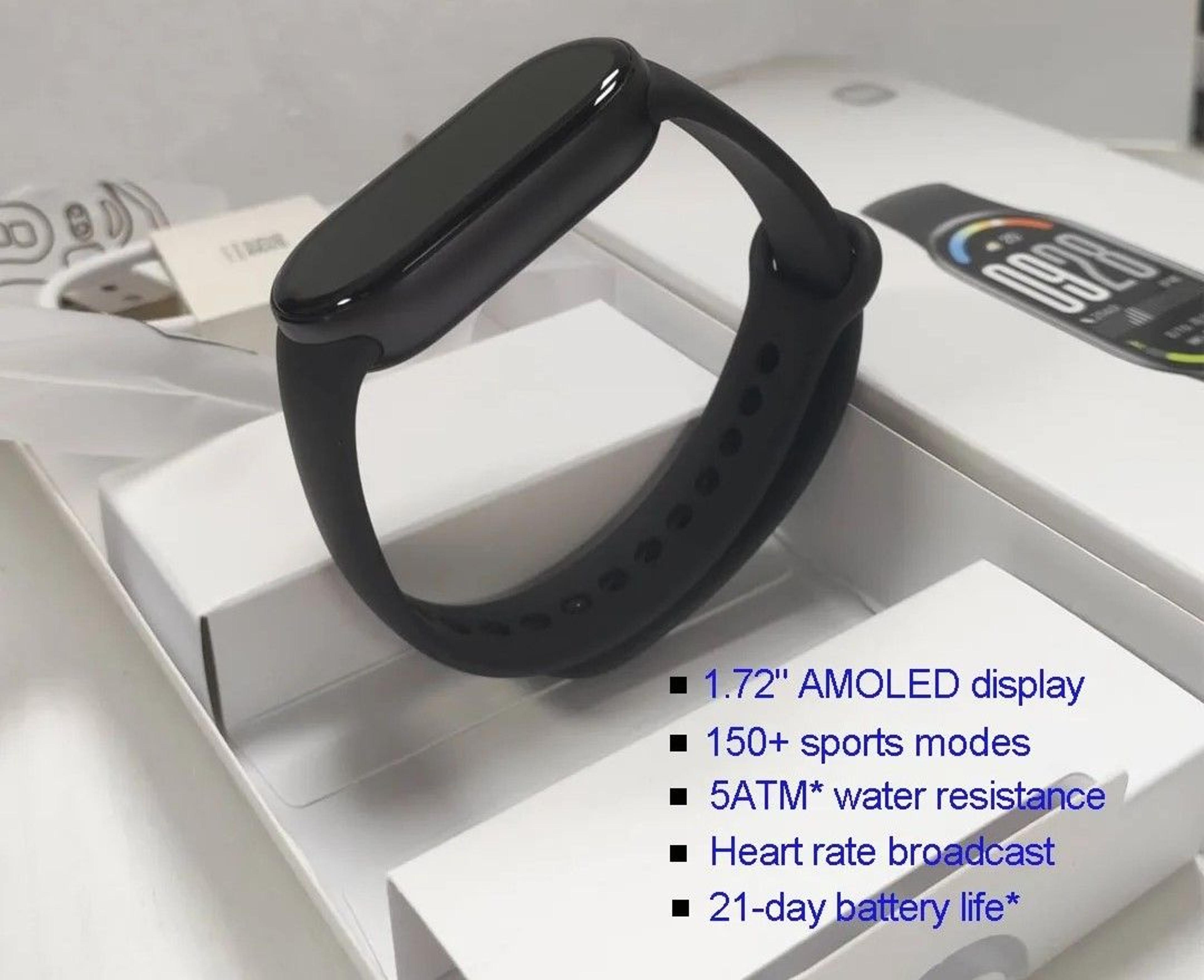 smart fitness band with amoled display and 5atm water resistance