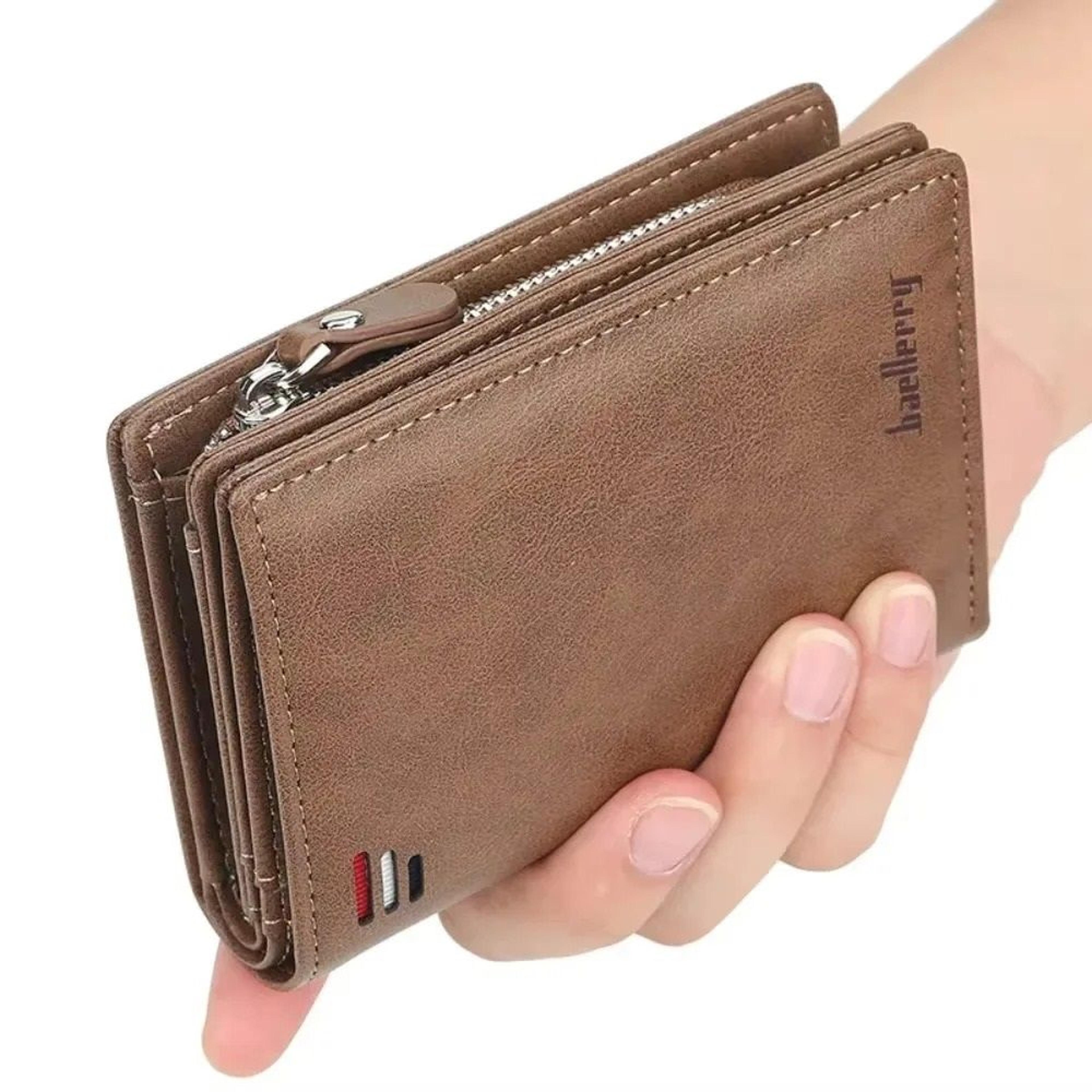 pu leather zipper wallet for men with coin pocket and card holder