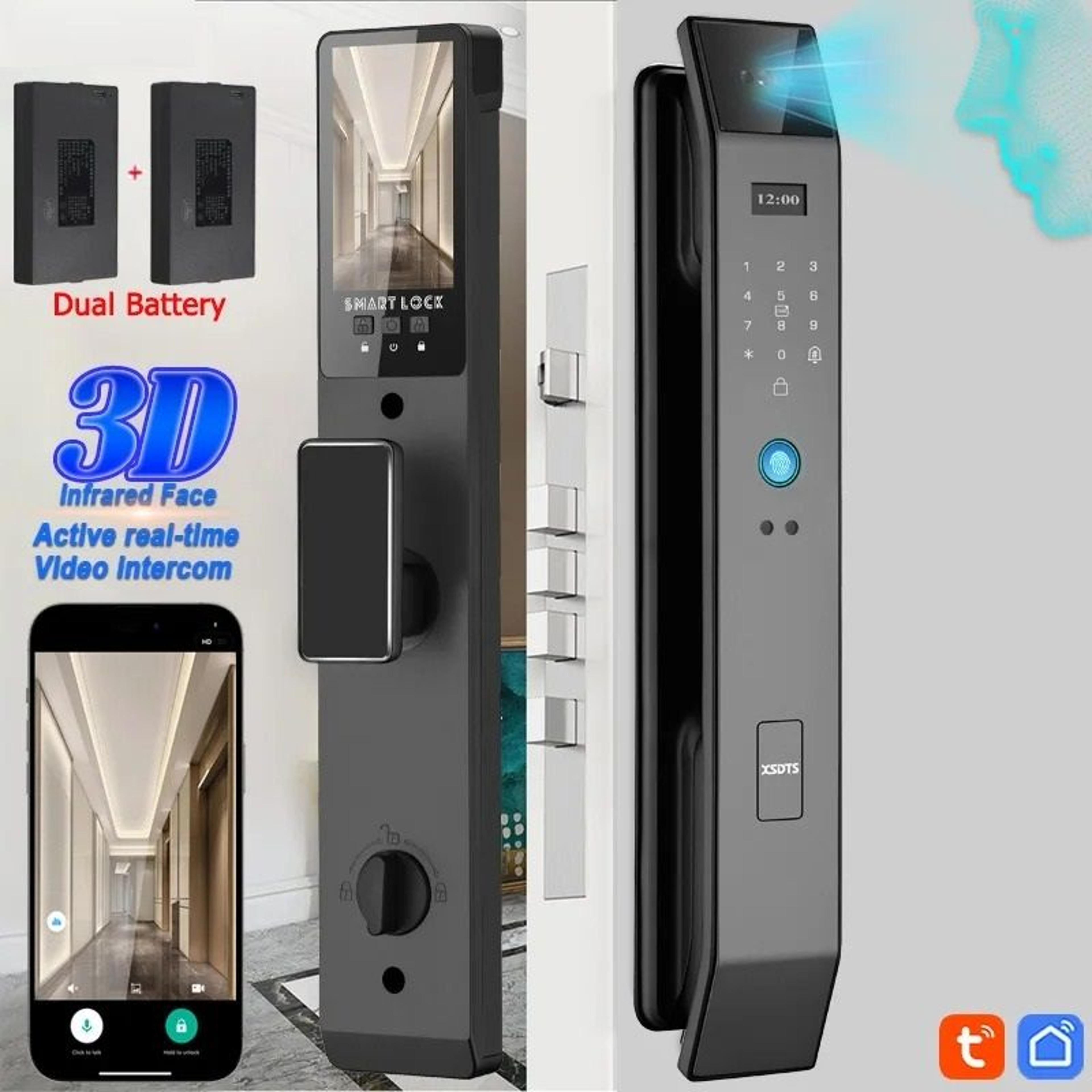 smart door lock with 3d face recognition and fingerprint access