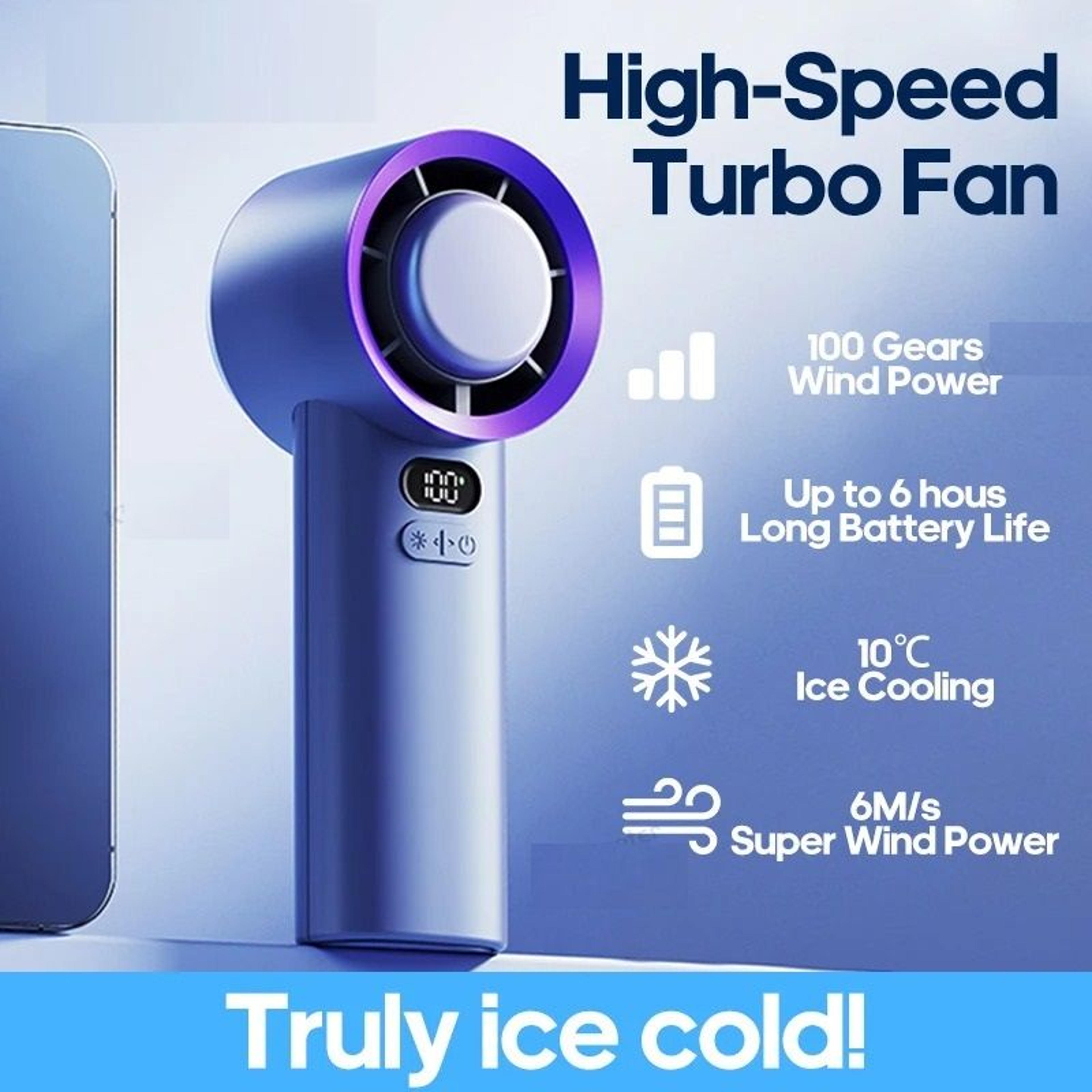 portable handheld turbo fan with 100 adjustable speeds
