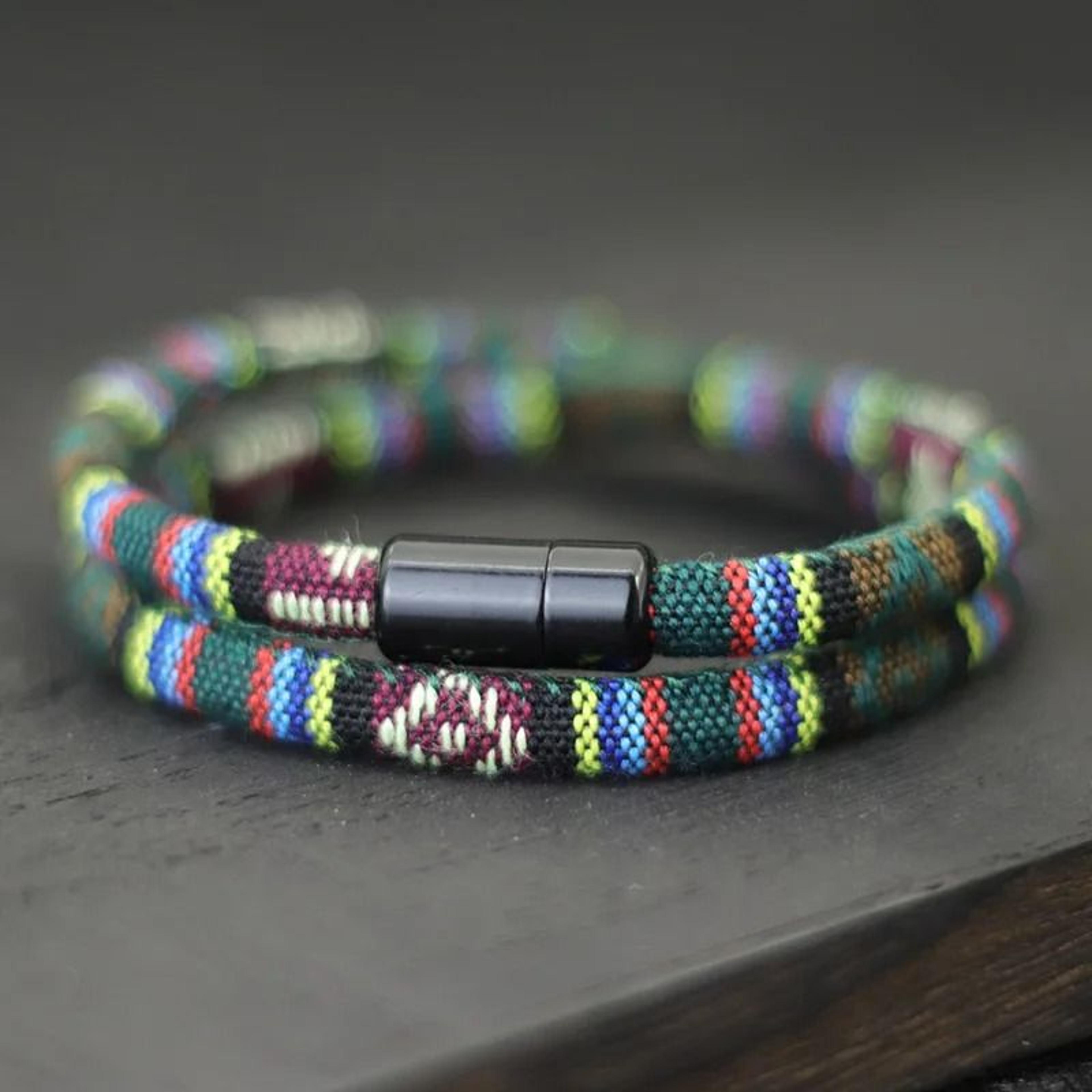 mens bohemian magnetic rope bracelet