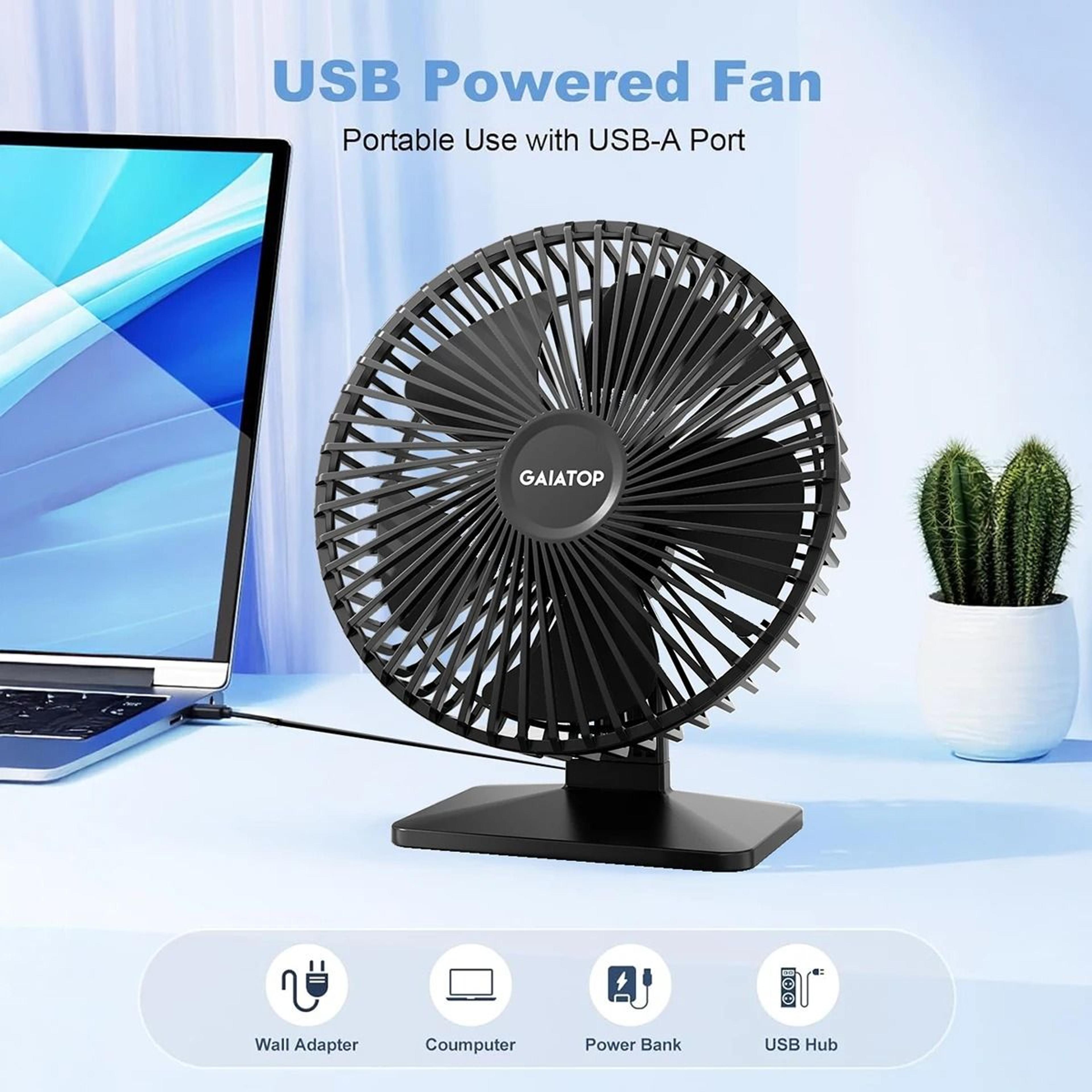 portable usb desk fan with adjustable speed and quiet cooling