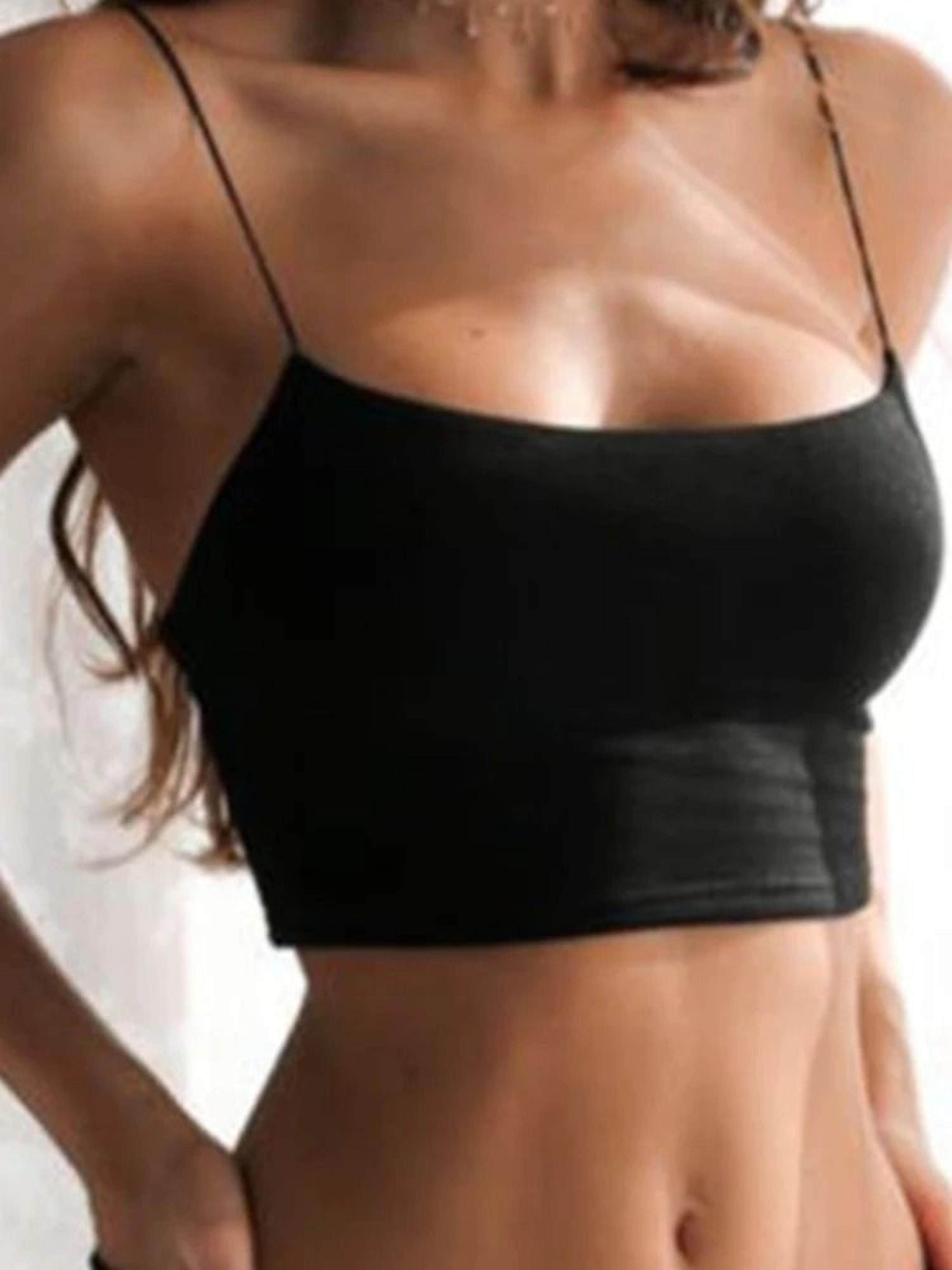 womens black halter crop top