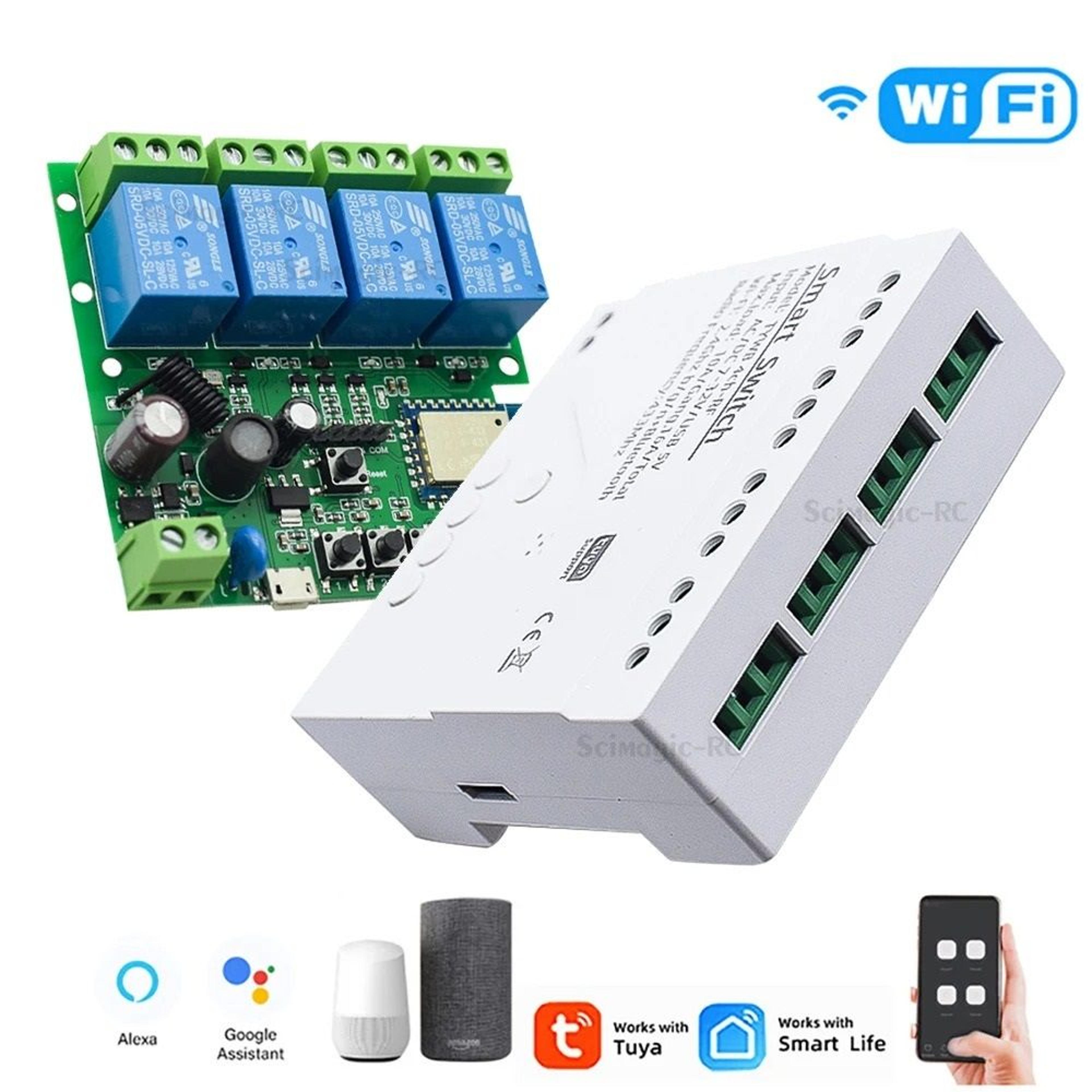 smart wifi relay switch module compatible with alexa and rf remote control