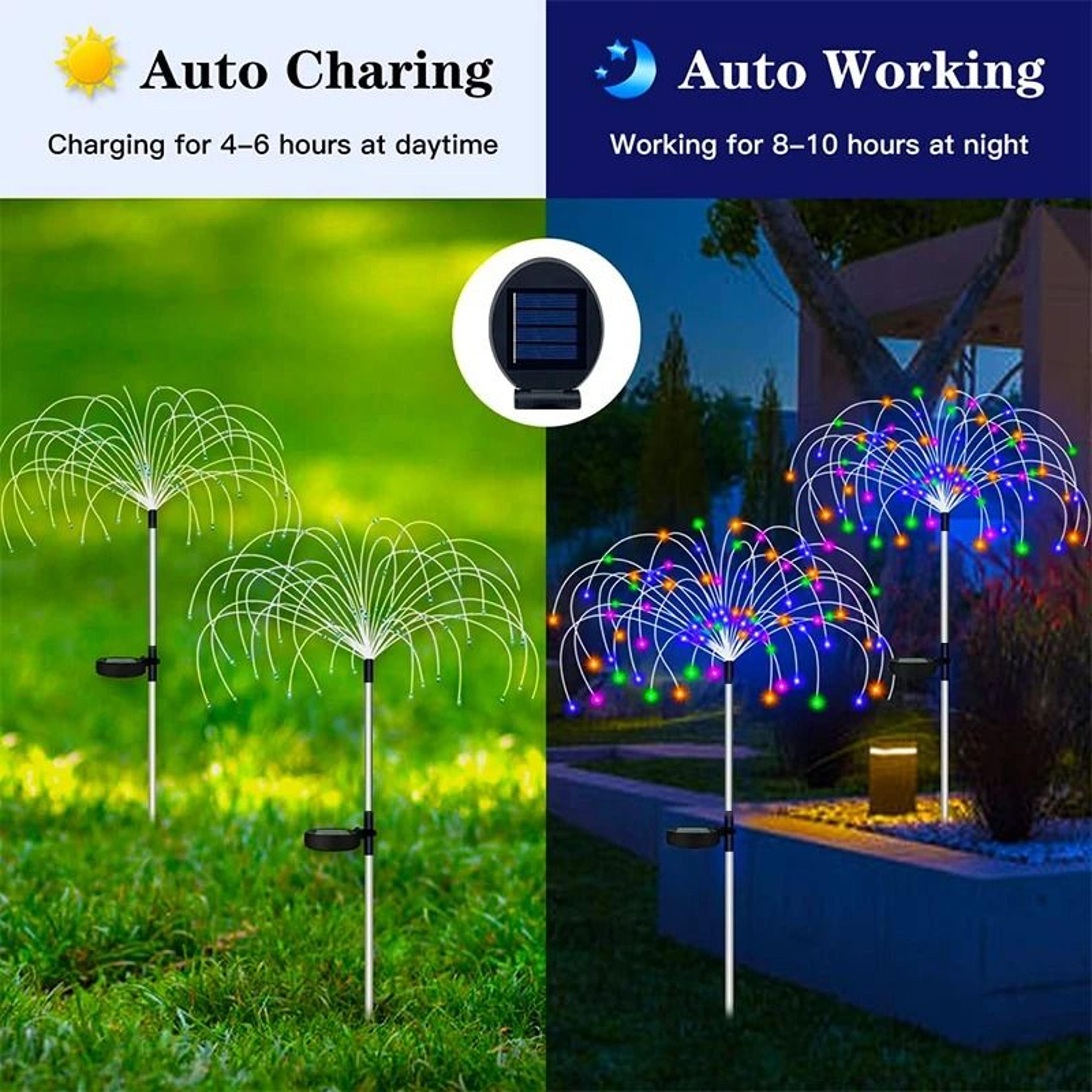 solar firework led garden stake lights