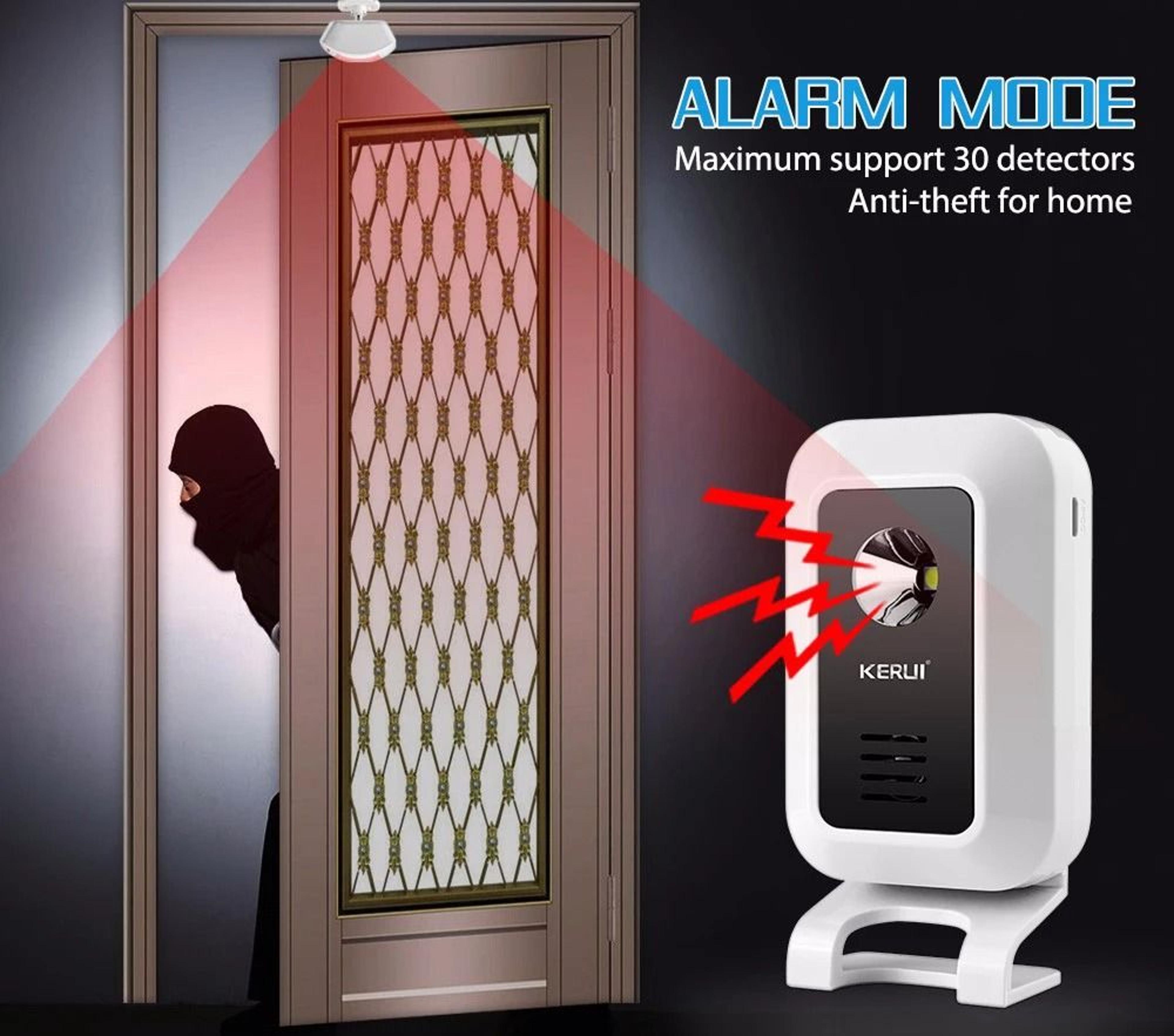 smart wireless motion sensor alarm with led light and door chime