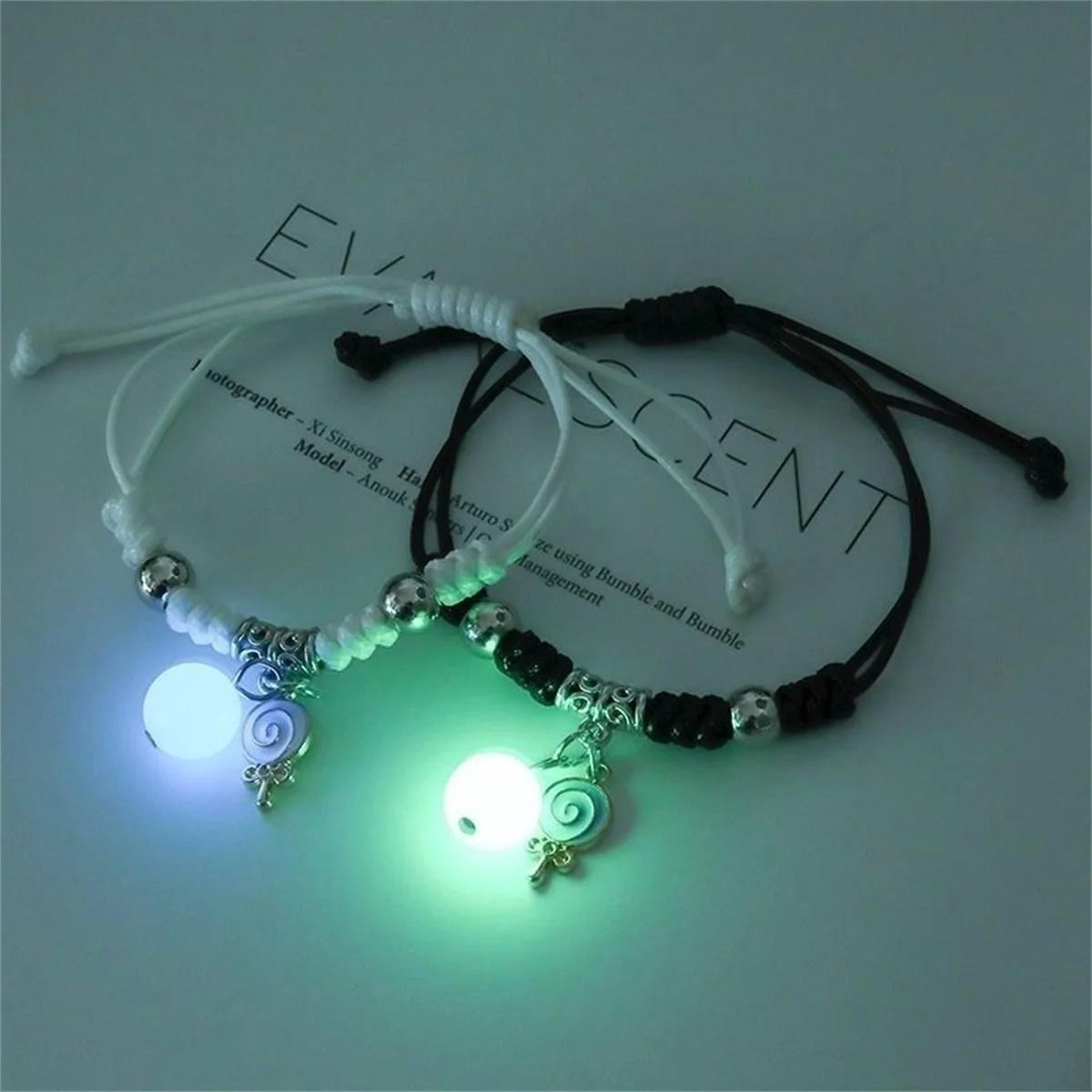 luminous charm bead couple bracelet