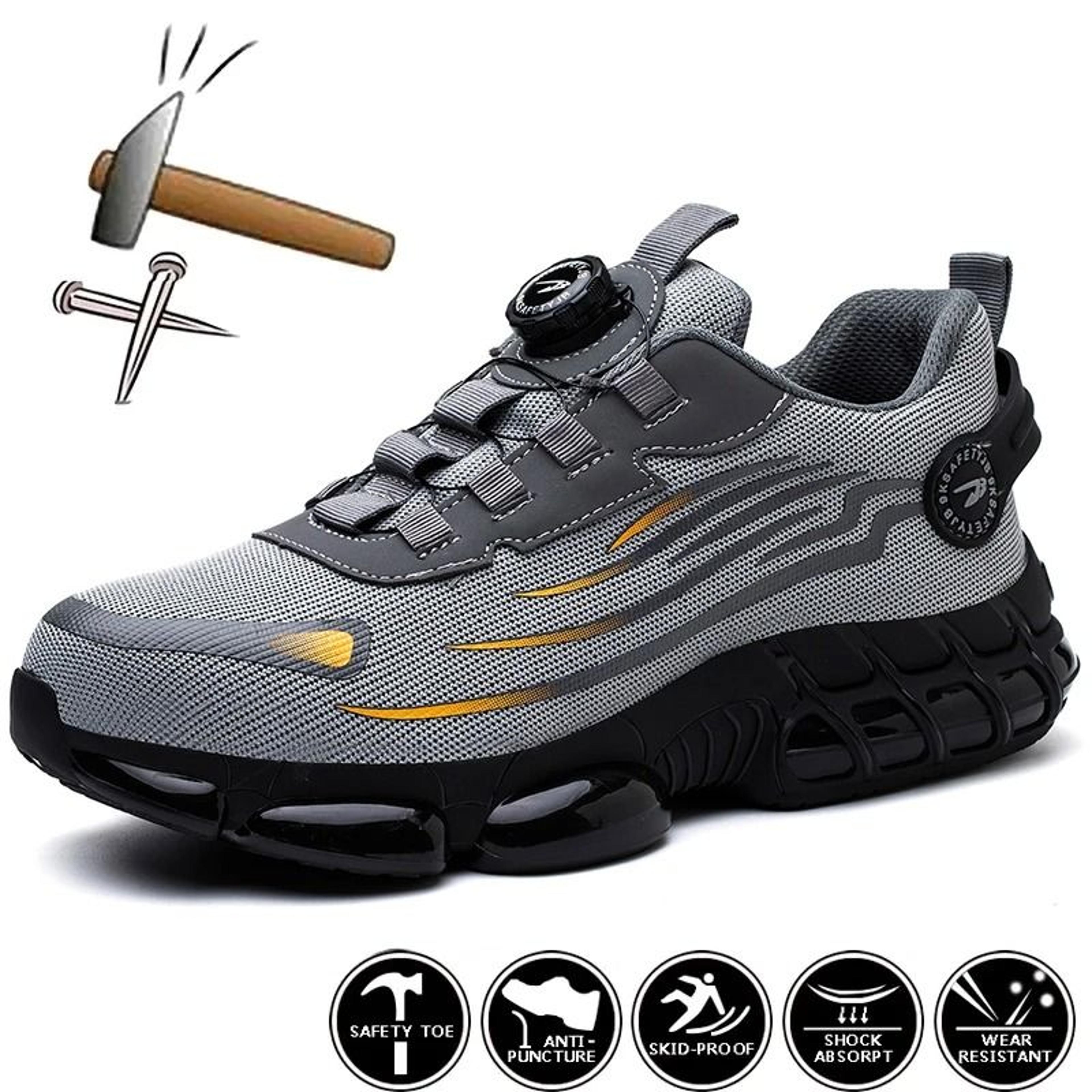 rotating button safety shoes for men