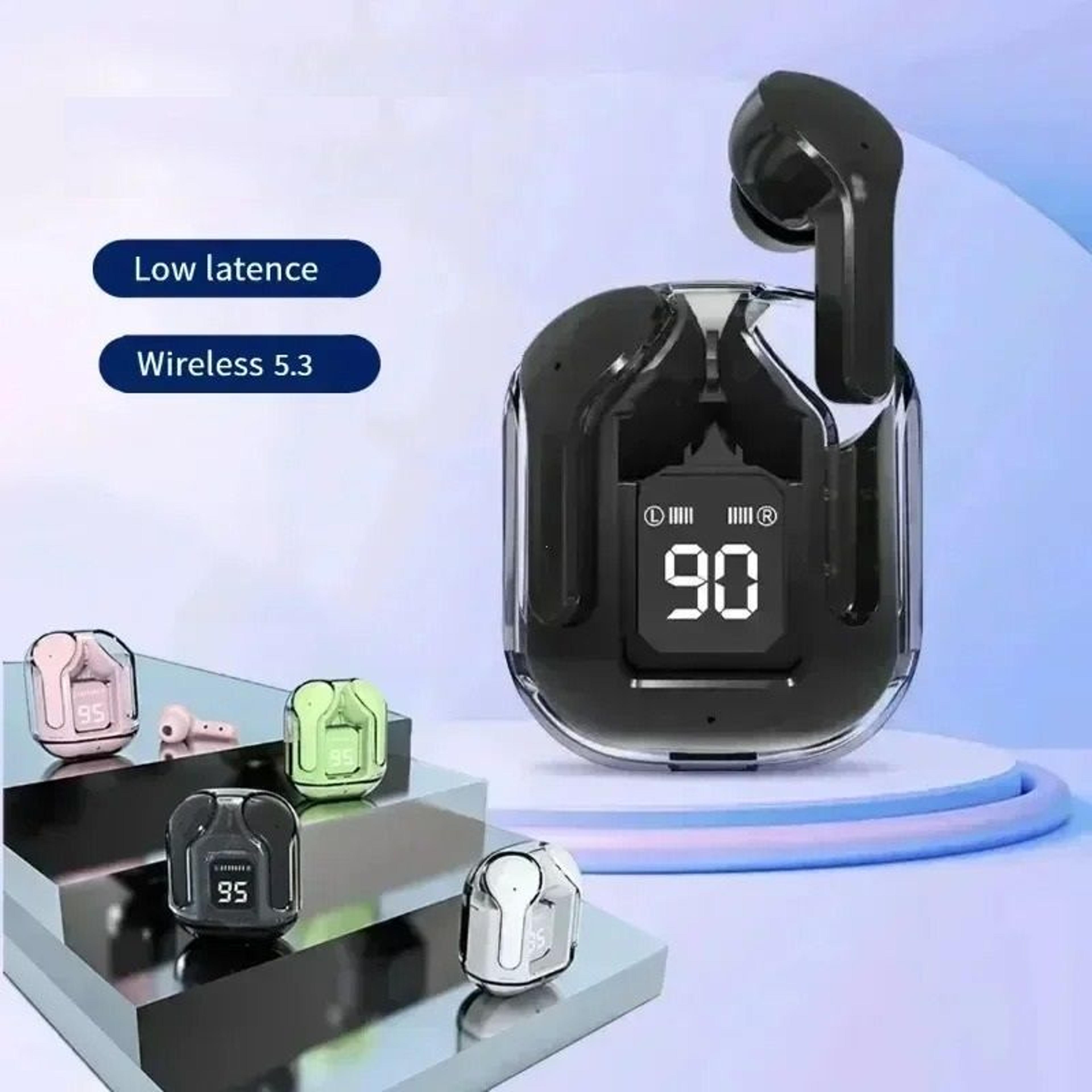 transparent wireless bluetooth earbuds with led display