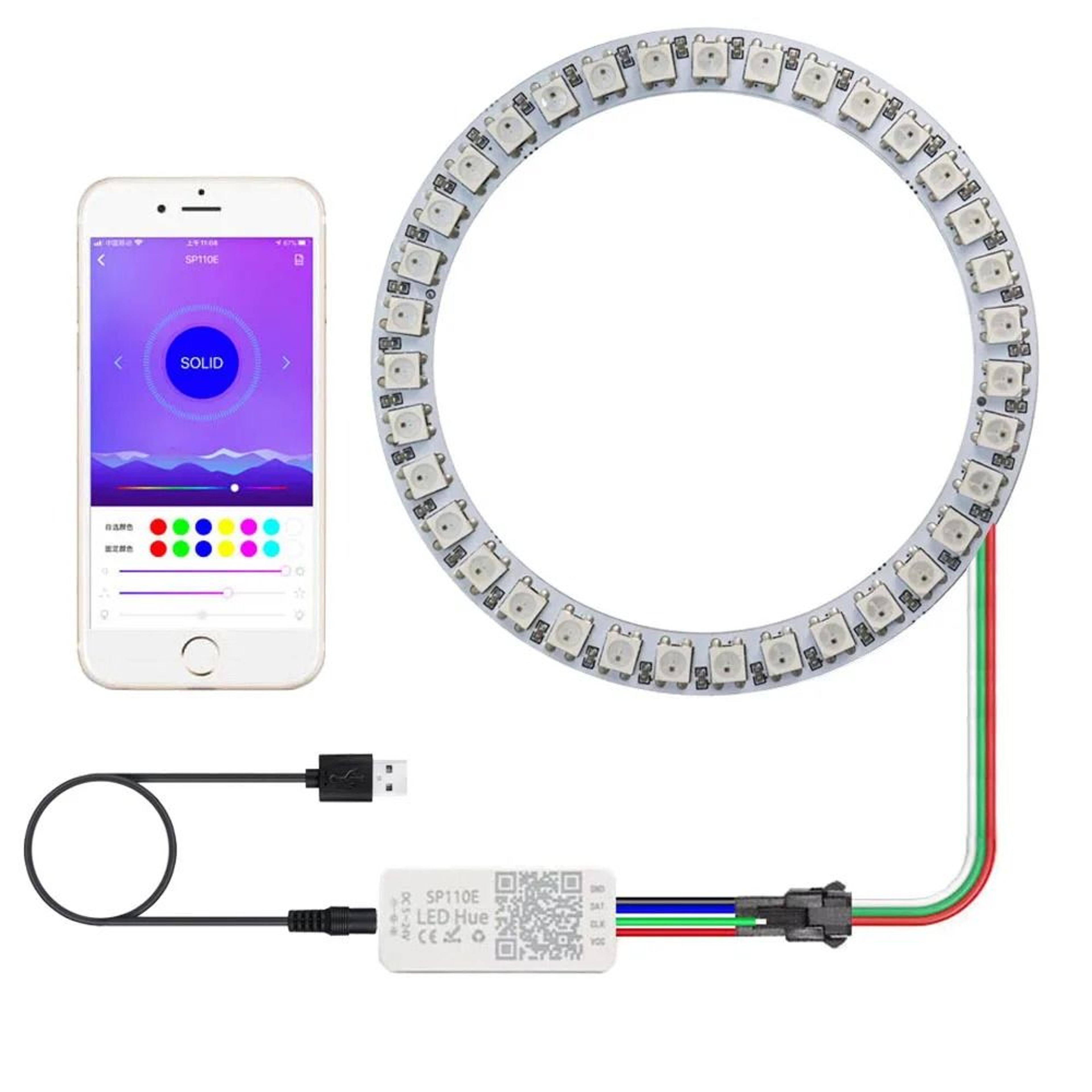 smart addressable rgb led pixel ring kit with controller