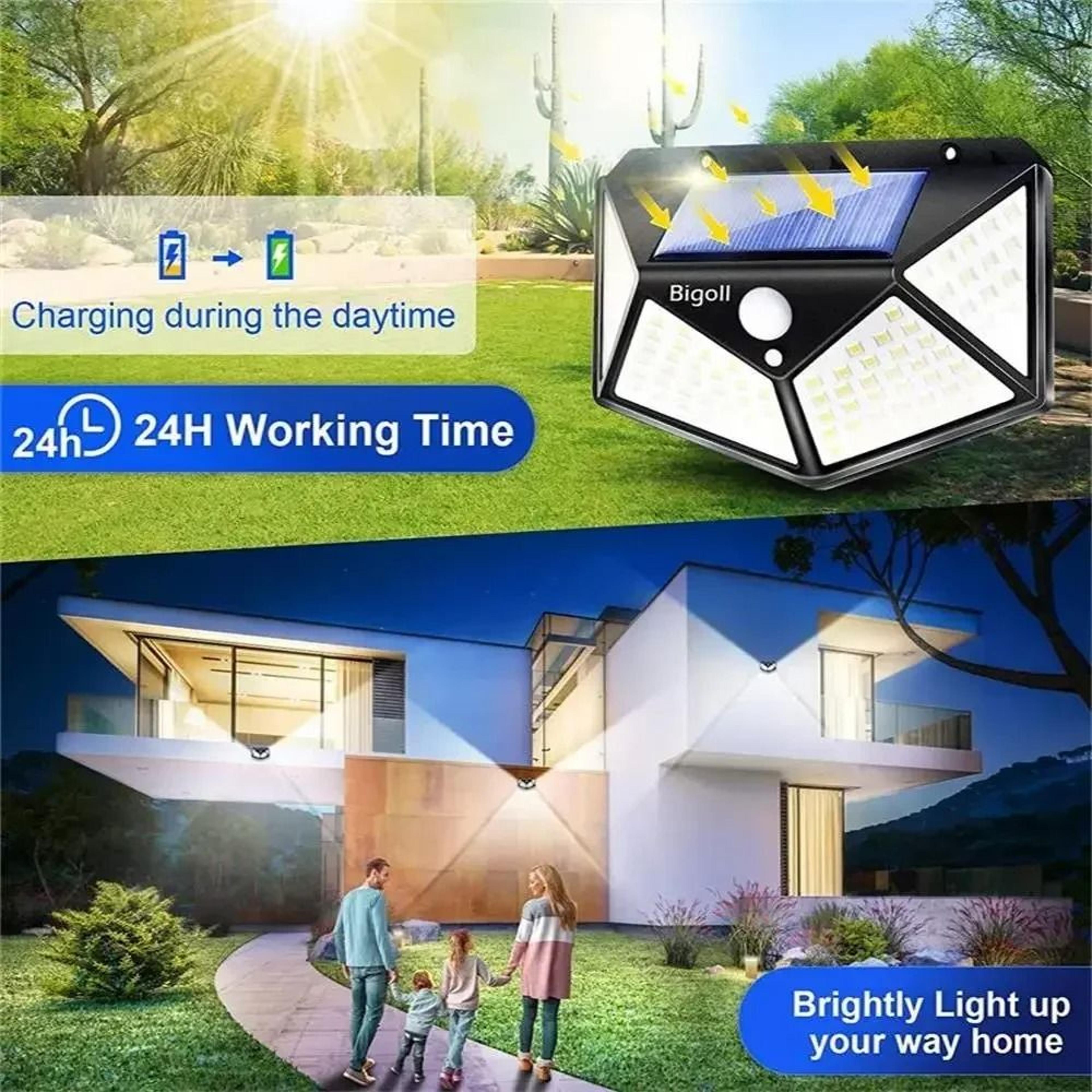 outdoor solar motion sensor lights with wide angle illumination