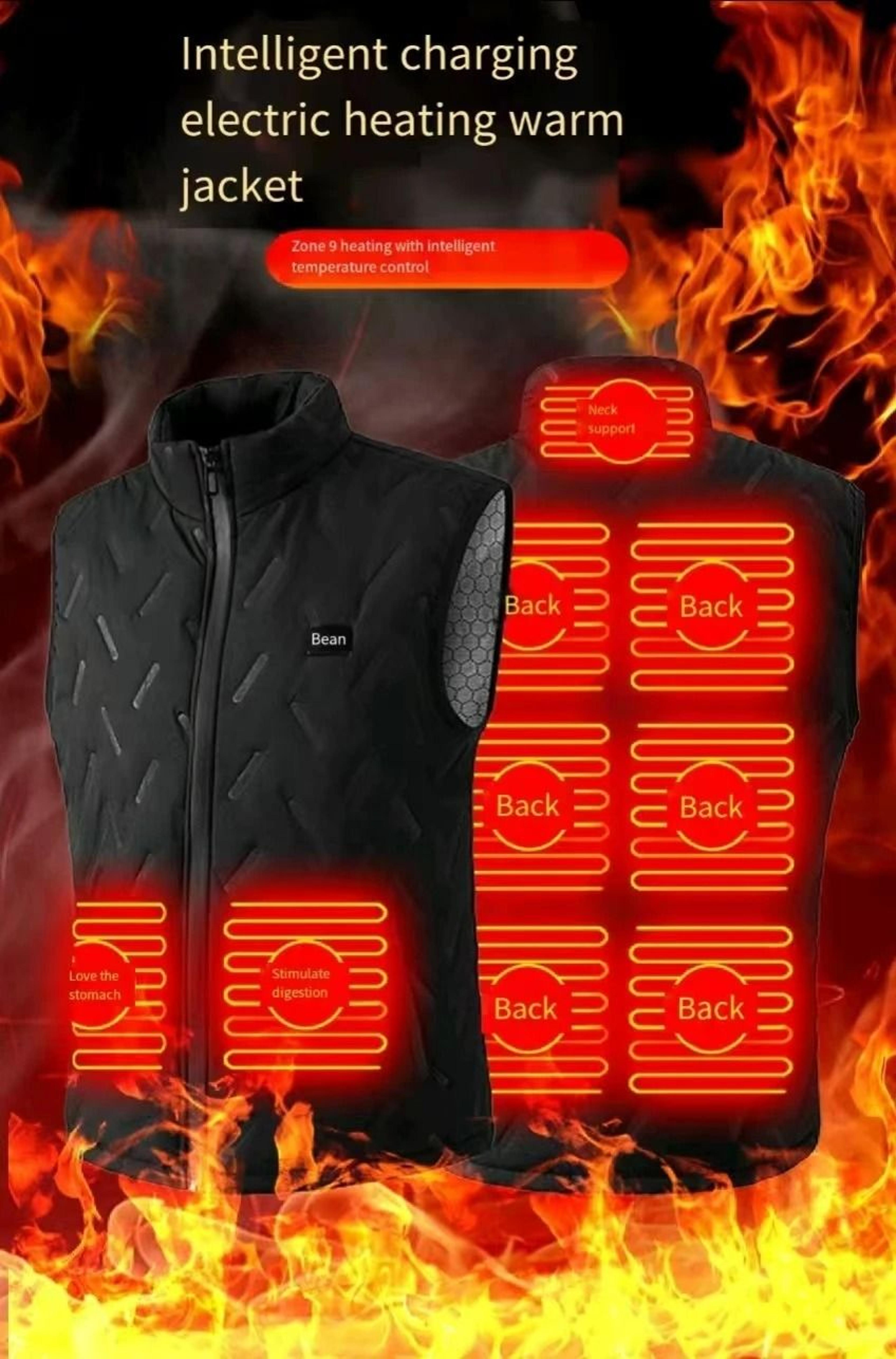 dual control heated vest with 9-zone warming system