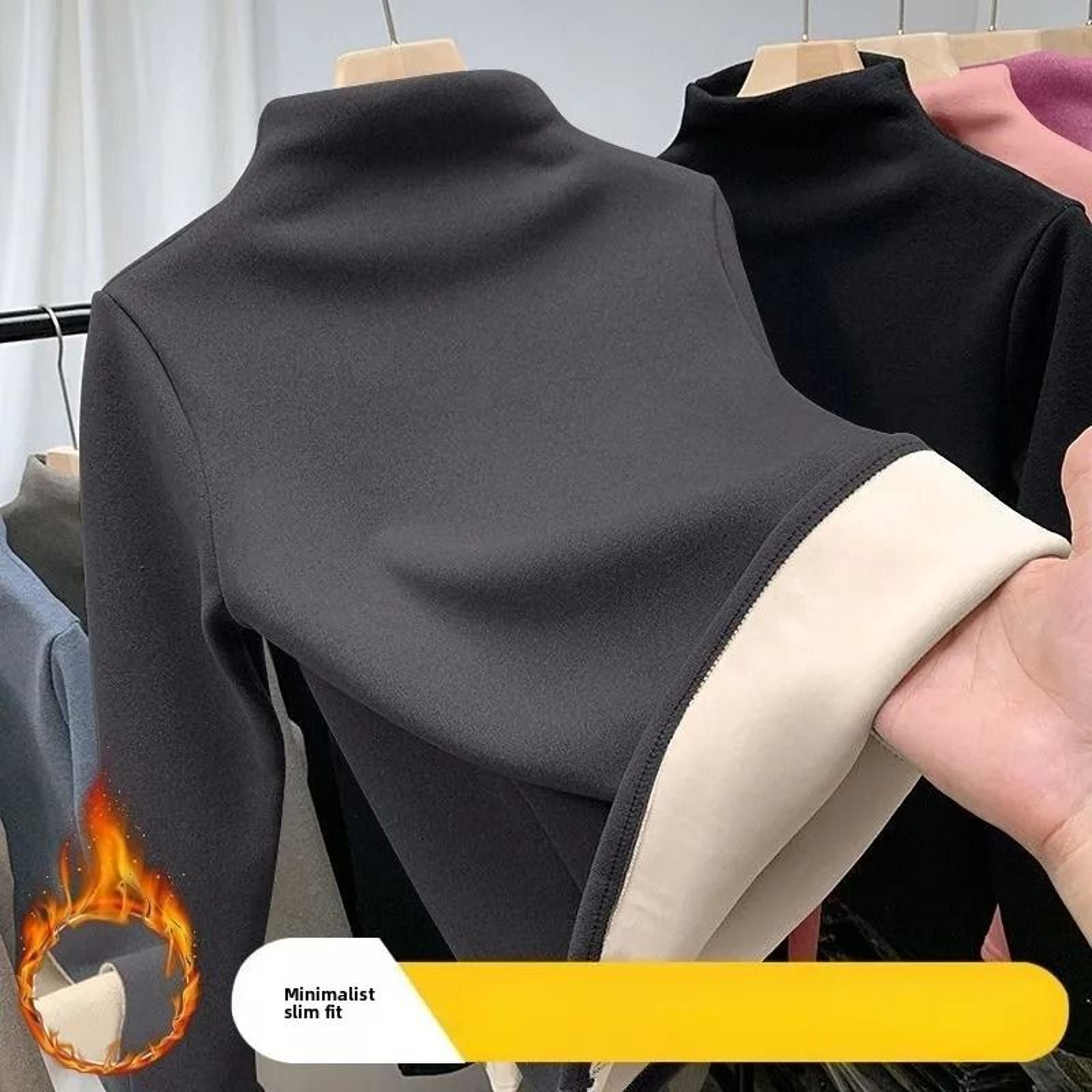thermal long sleeve top for women with half high collar