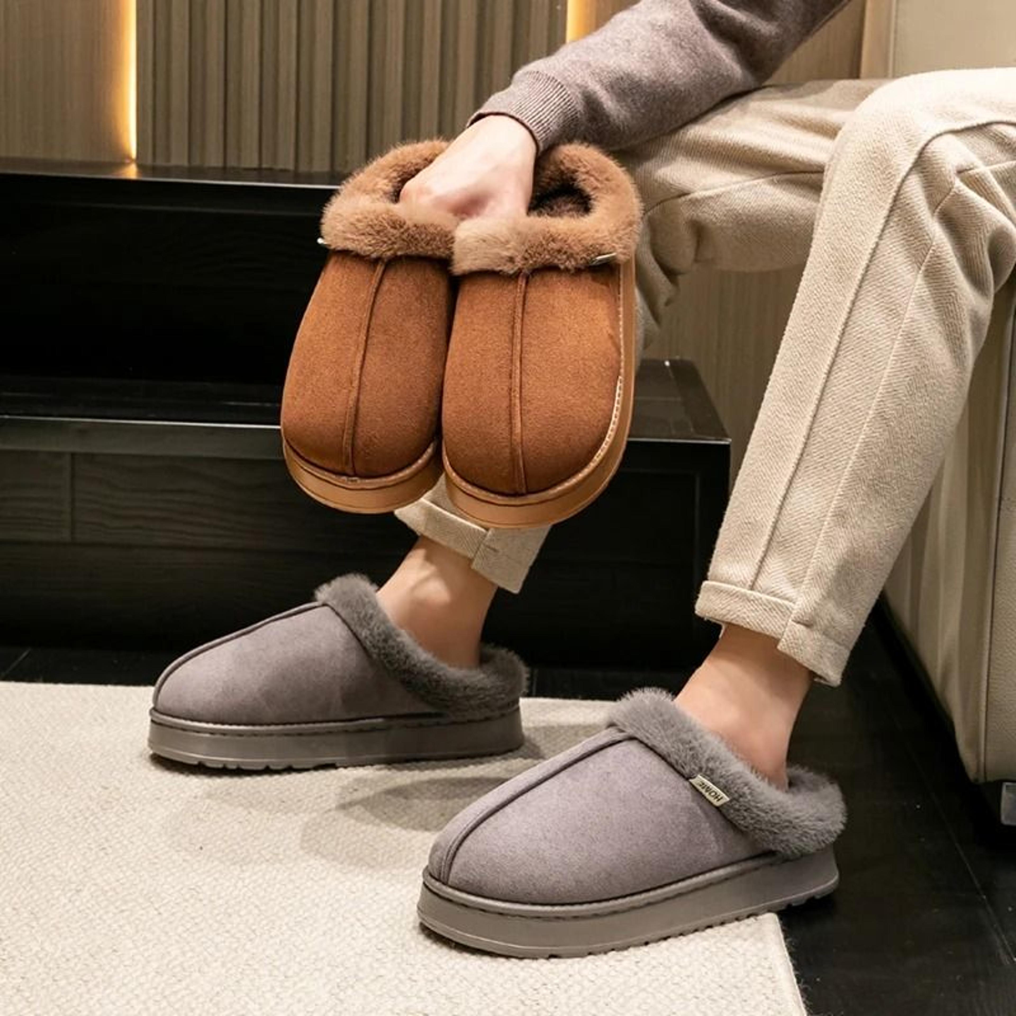 warm plush indoor slippers with thick sole for men and women