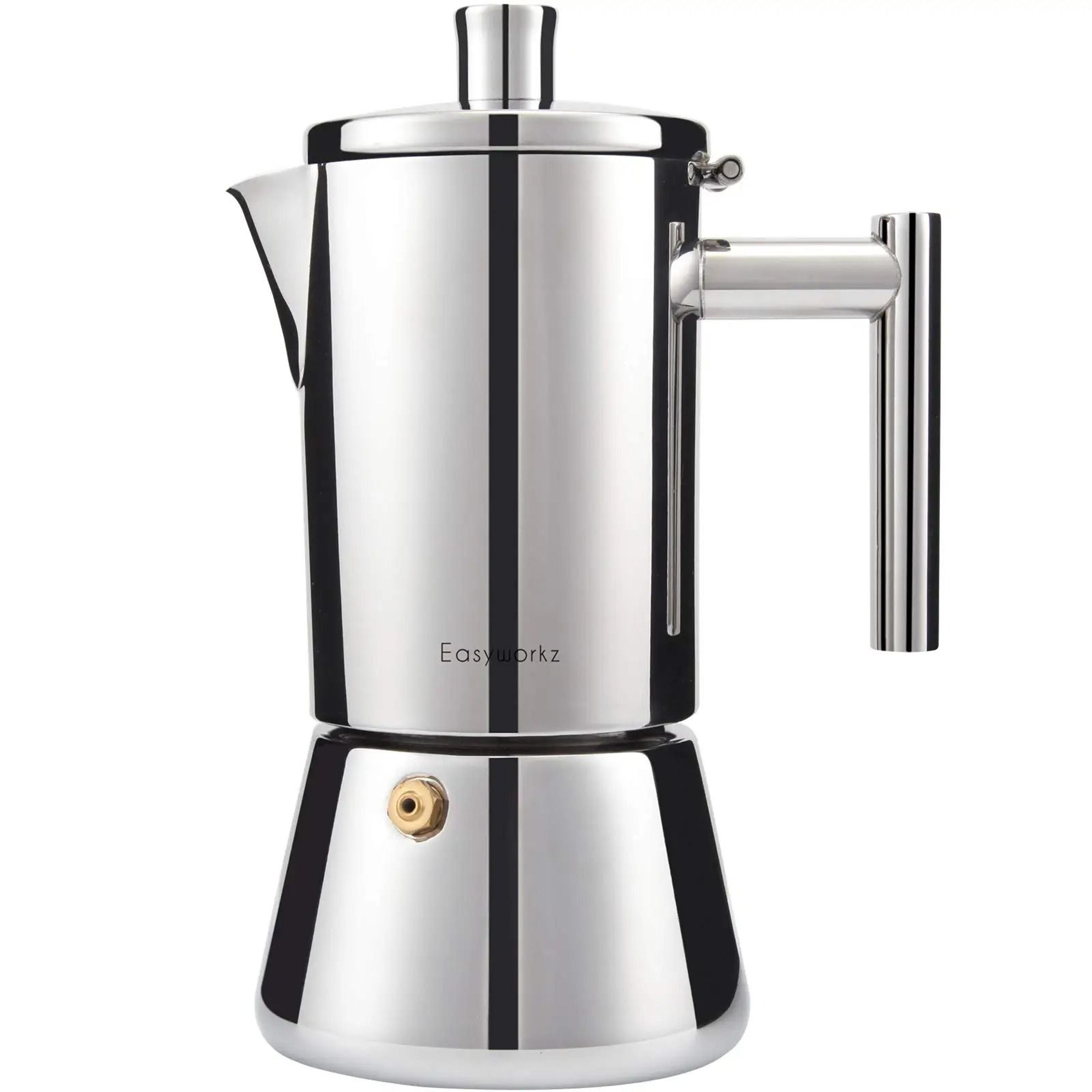 stainless steel espresso maker with classic italian design