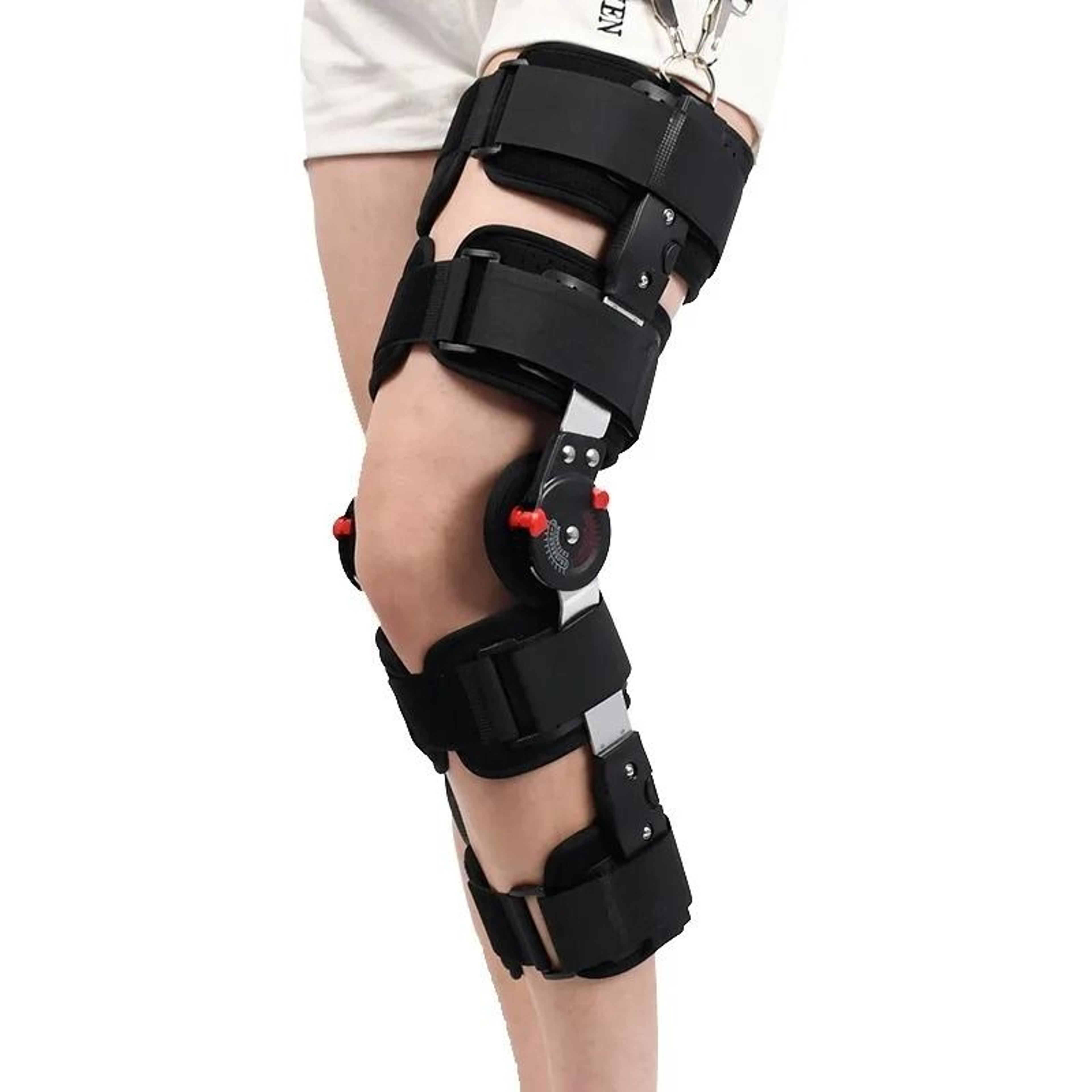 adjustable hinged knee brace support for recovery and rehabilitation