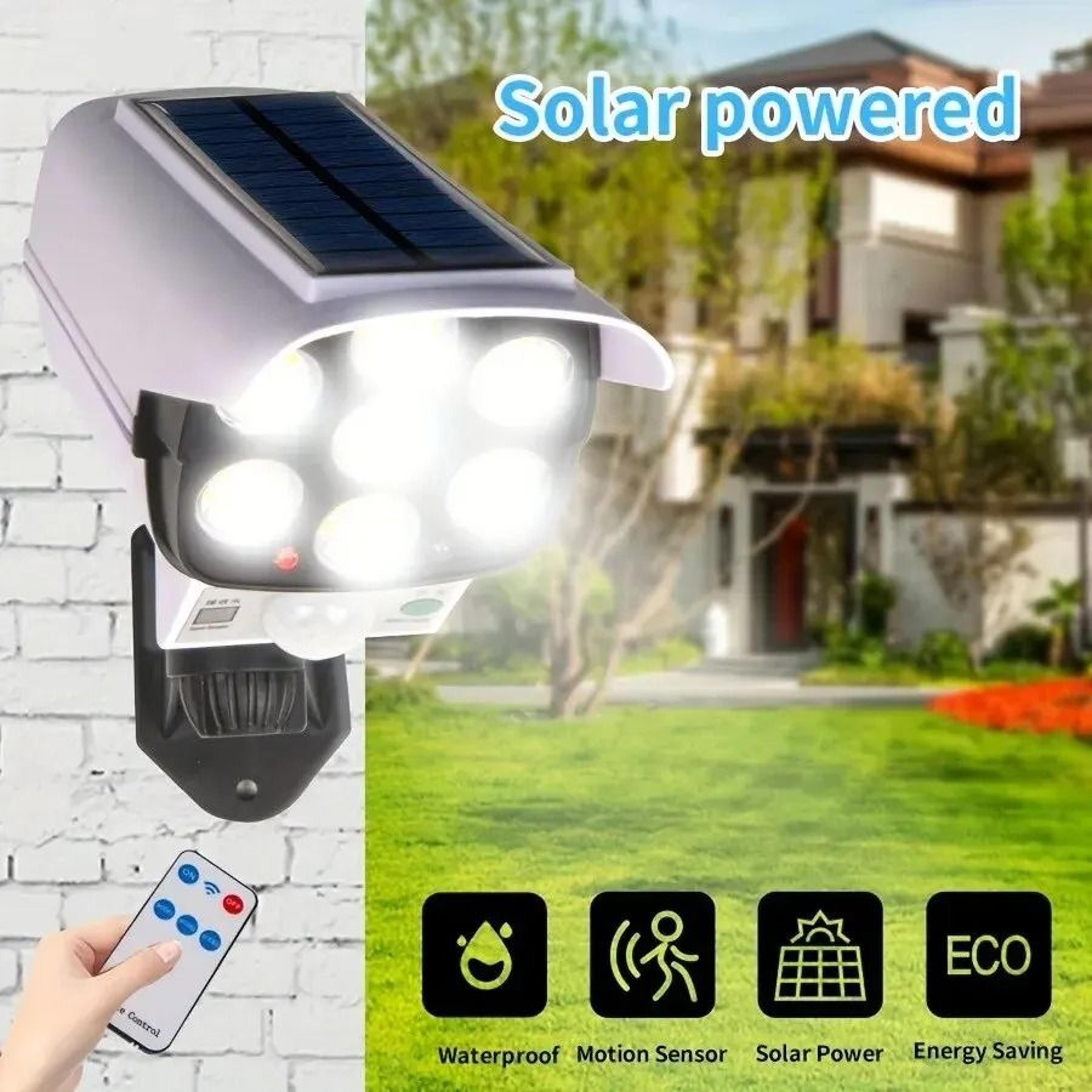 outdoor motion sensor solar security lights with camera look design