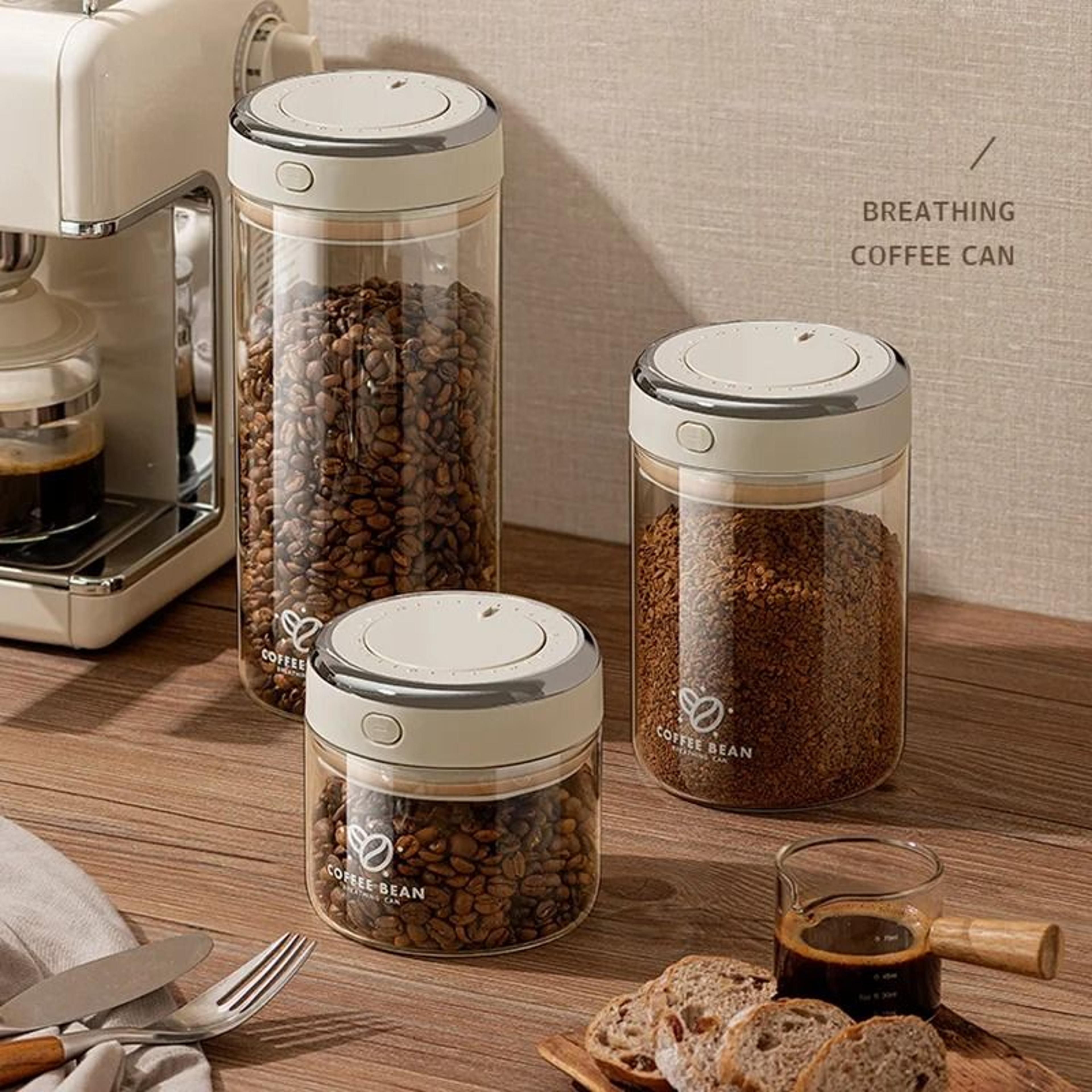 glass coffee bean vacuum storage jar with co2 valve