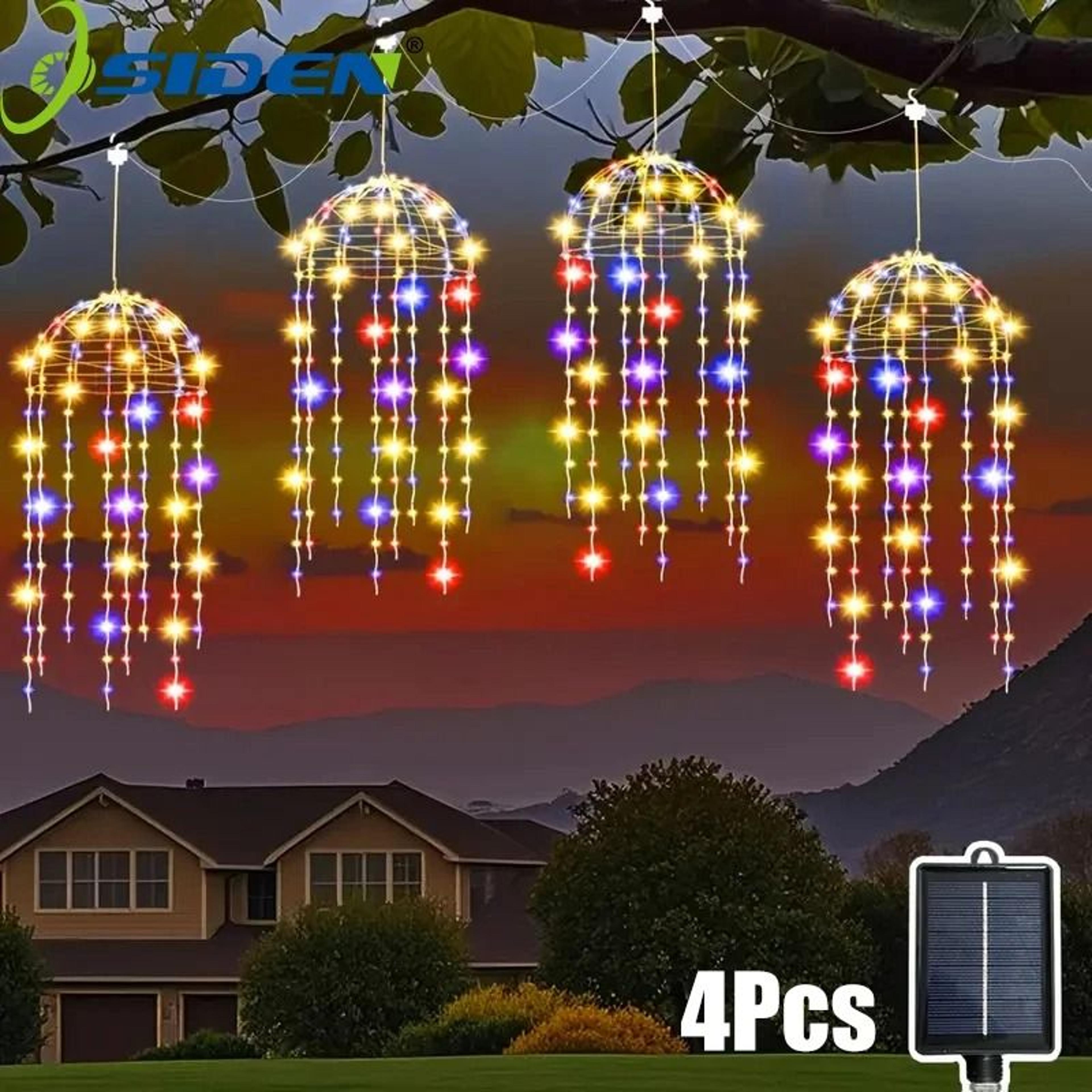 solar hanging jellyfish lights with 8 lighting modes for outdoor decoration